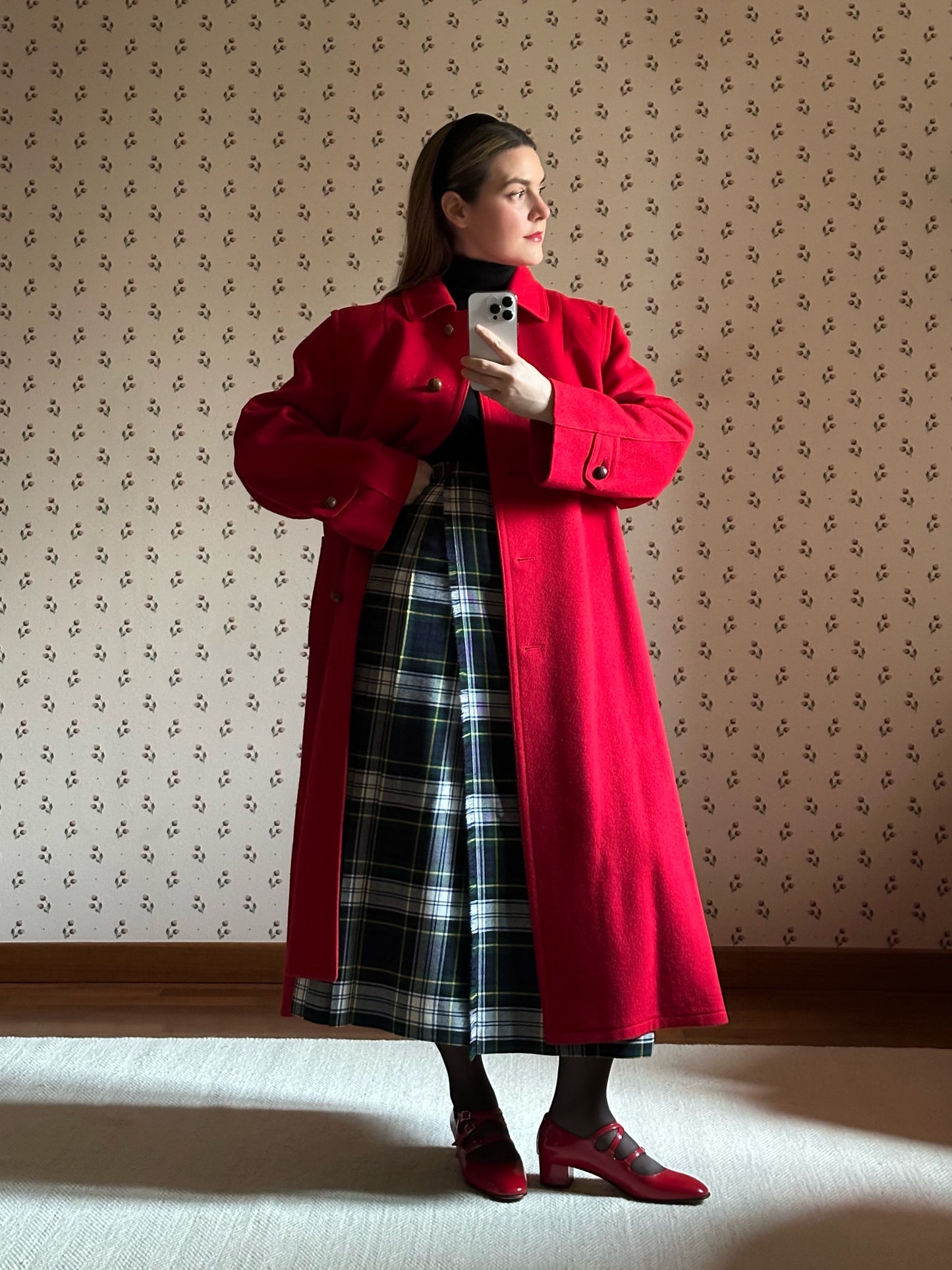Pure Wool Scarlet Red Loden Coat