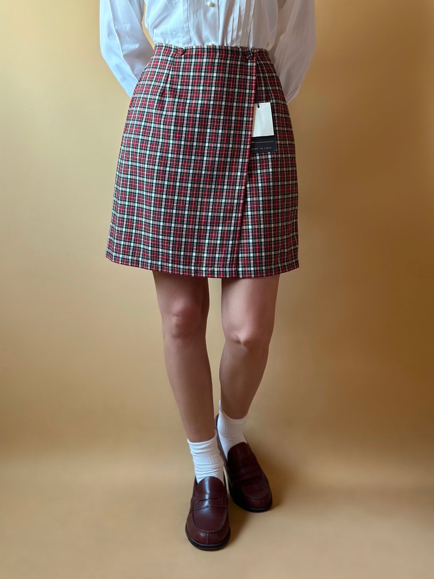 Vintage Deadstock Tartan Wrap-Up Mini Skirt