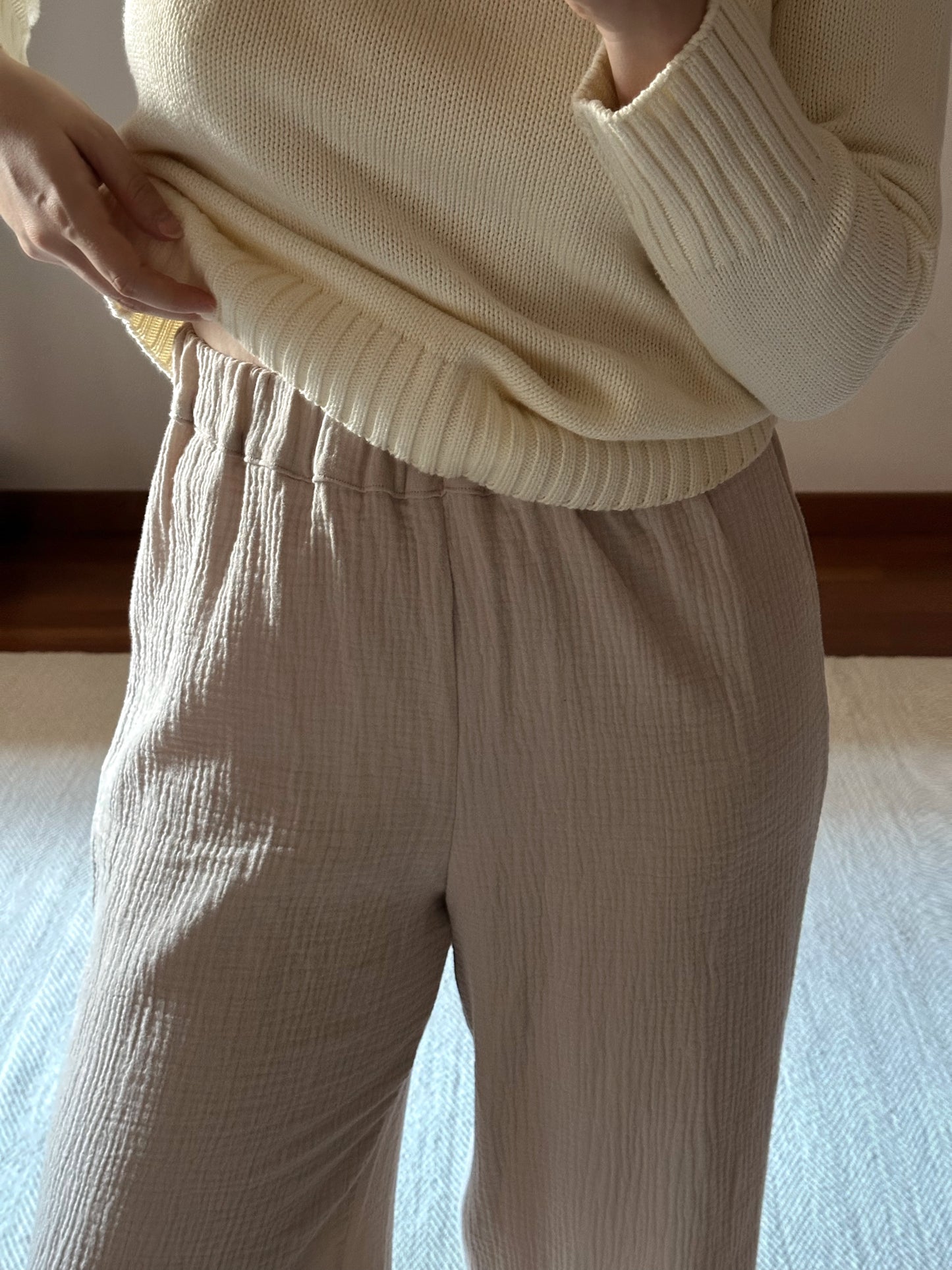 Cotton Muslin Frilled Trousers