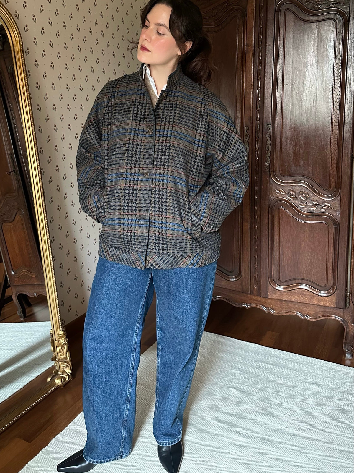 Tartan Wool Bomber Jacket