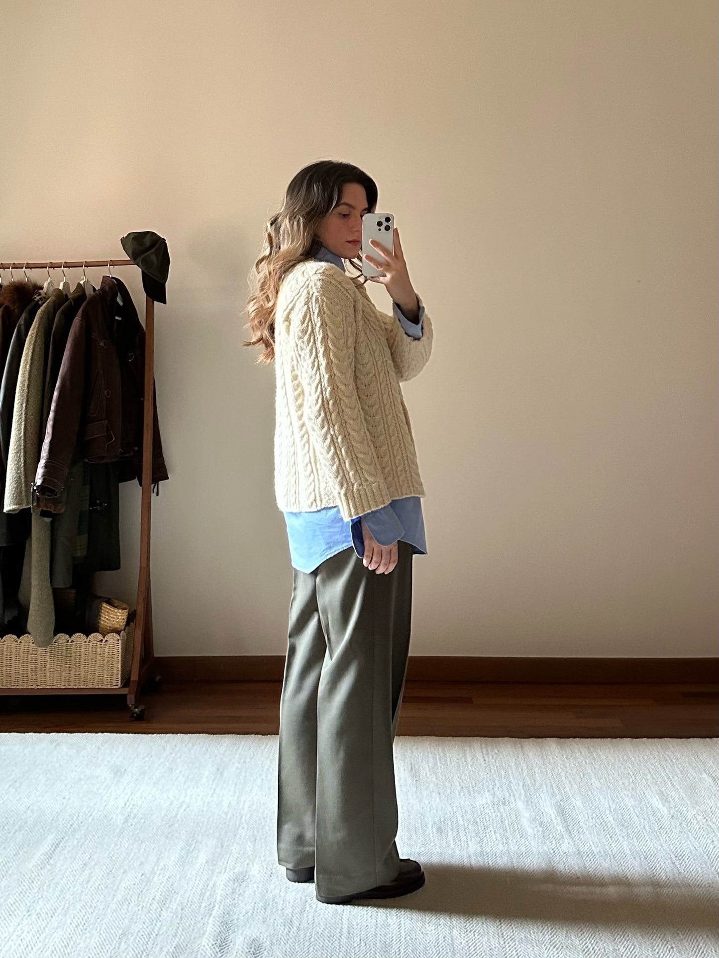 Secondhand Khaki Green Pleated Twill Trousers