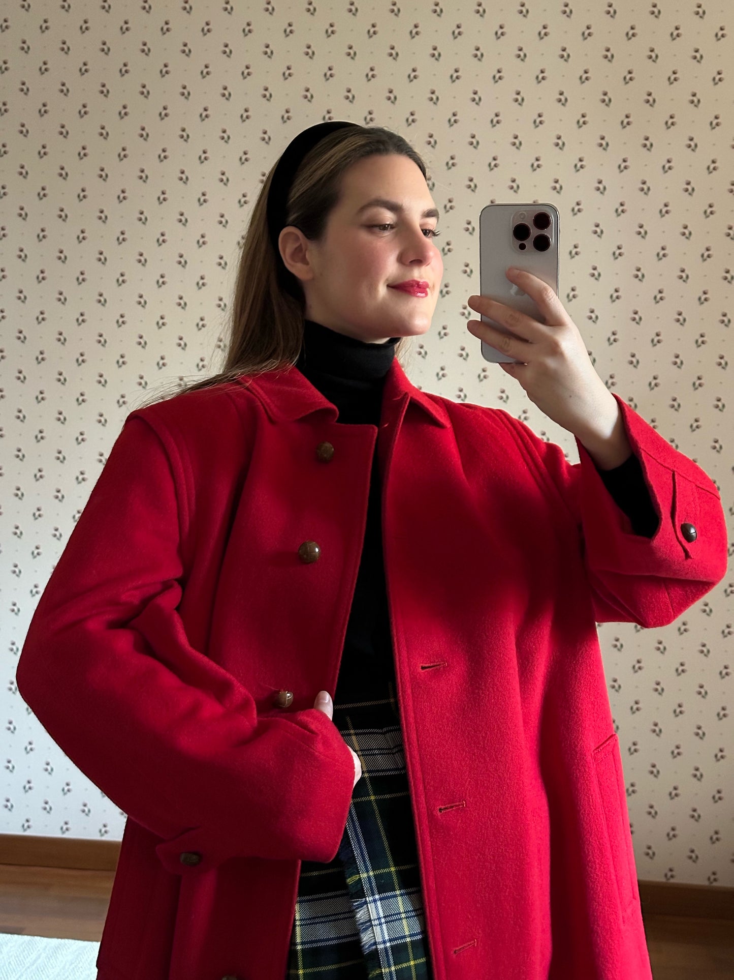 Pure Wool Scarlet Red Loden Coat