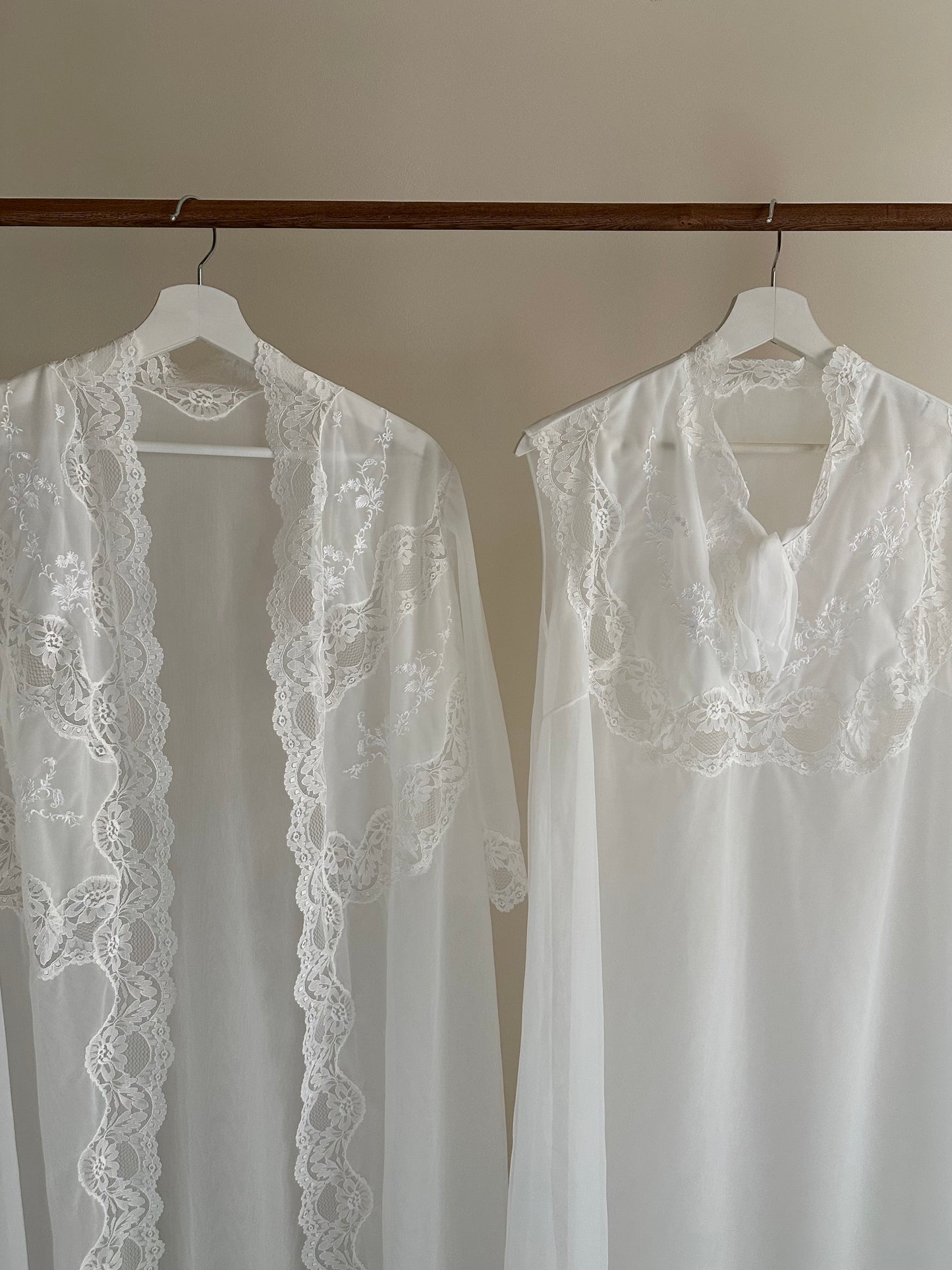 Set Of Lace Trimmed Nightgown and Dressing Gown