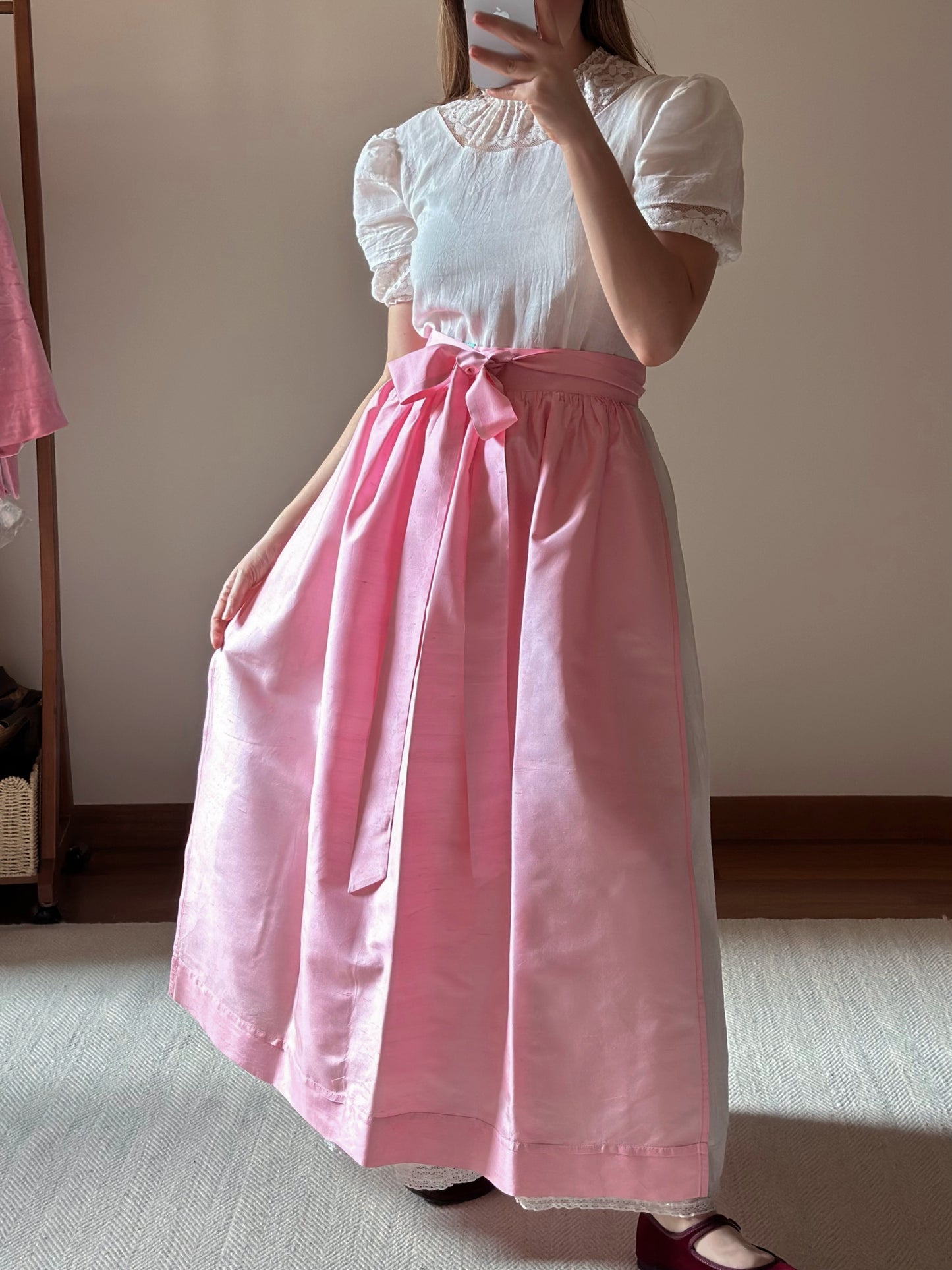100% Pink Silk Apron