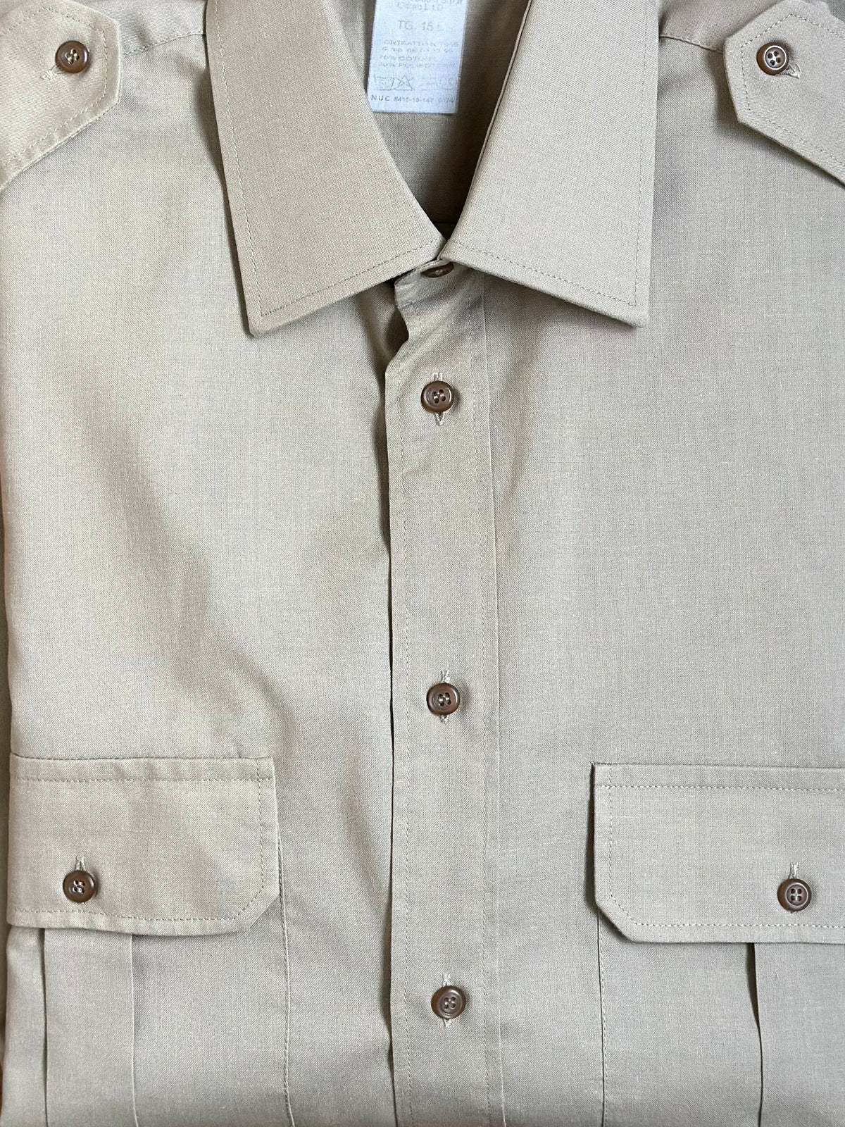 Light Khaki Cotton Military Shirt