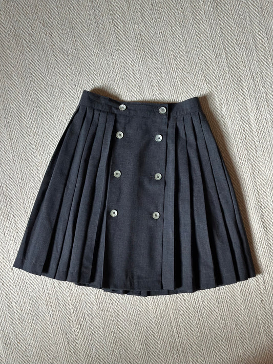 Vintage Gray Pleated Wool Skirt