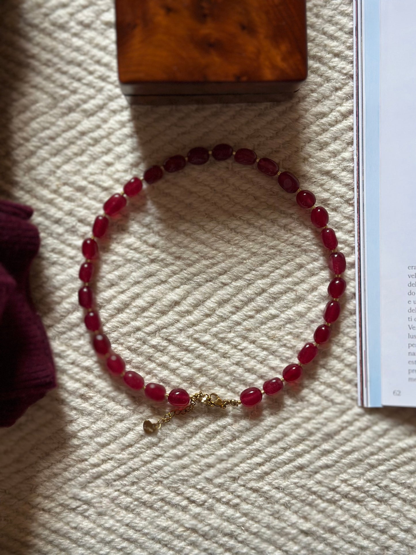 Vintage Garnet Necklace With Golden Details