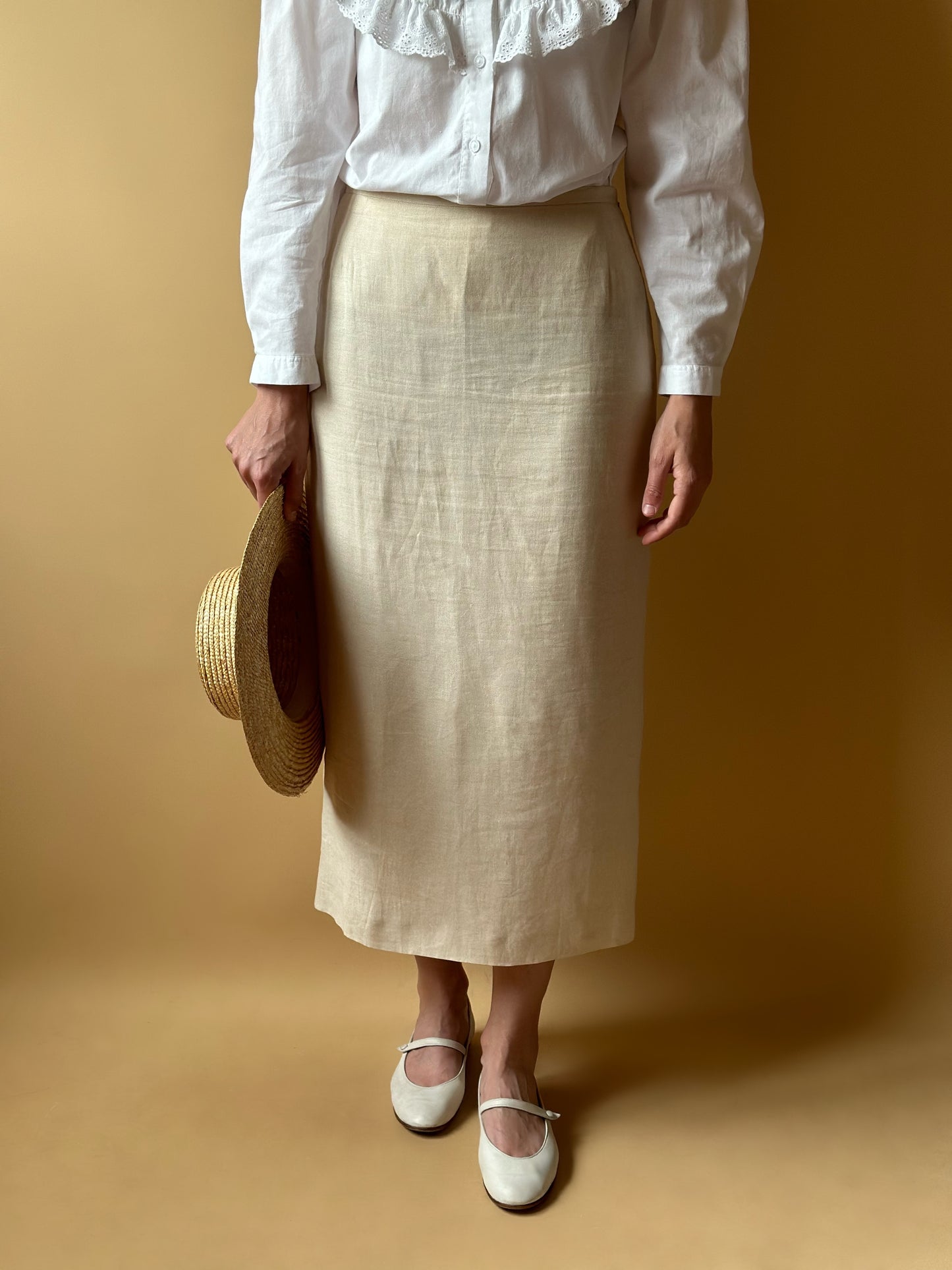 Vintage Ivory White Max Mara Midi Skirt