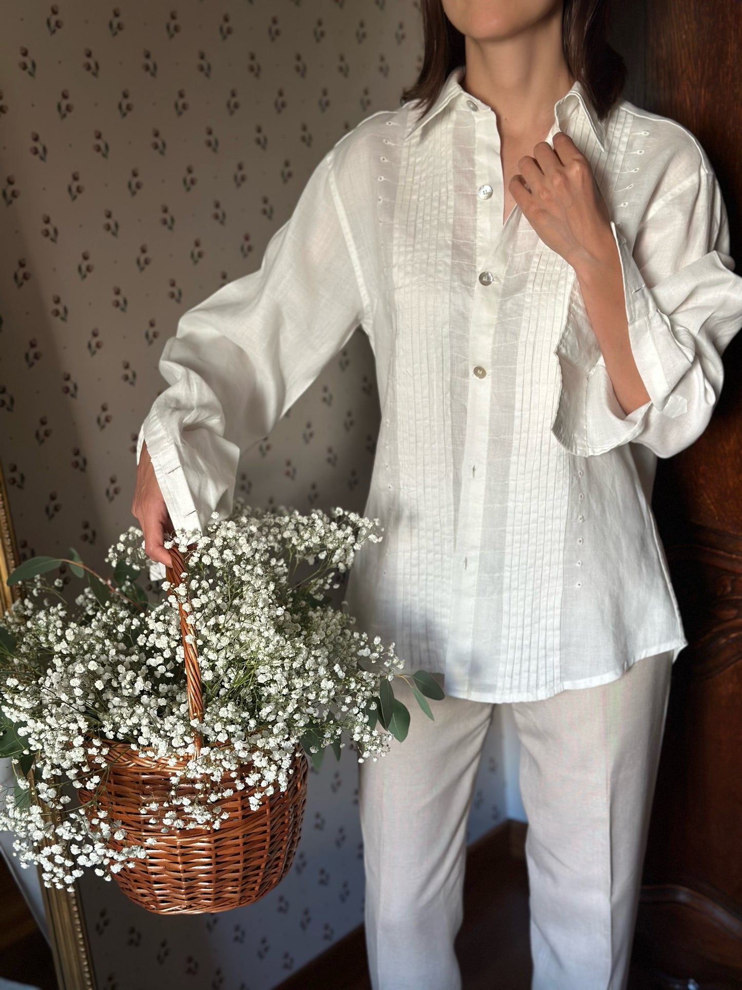 100% Linen Oversized White Shirt