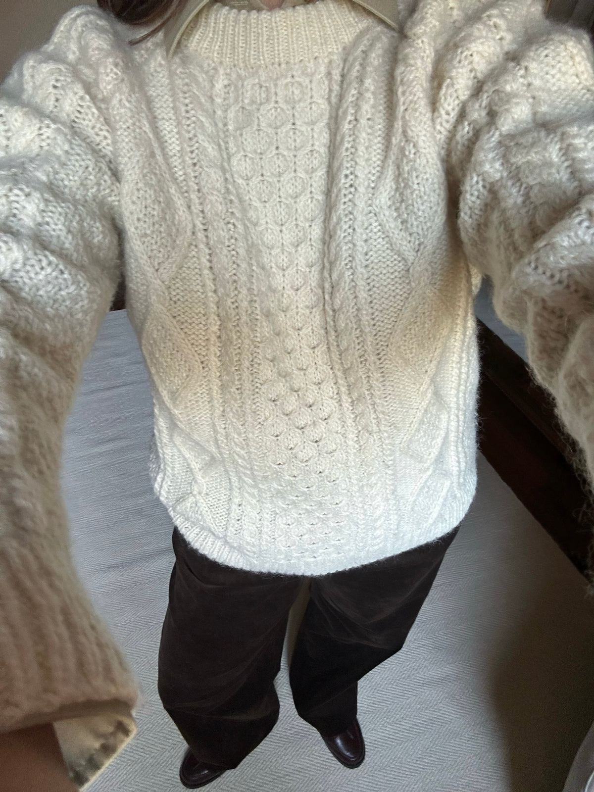 White Irish Cable Knit Sweater