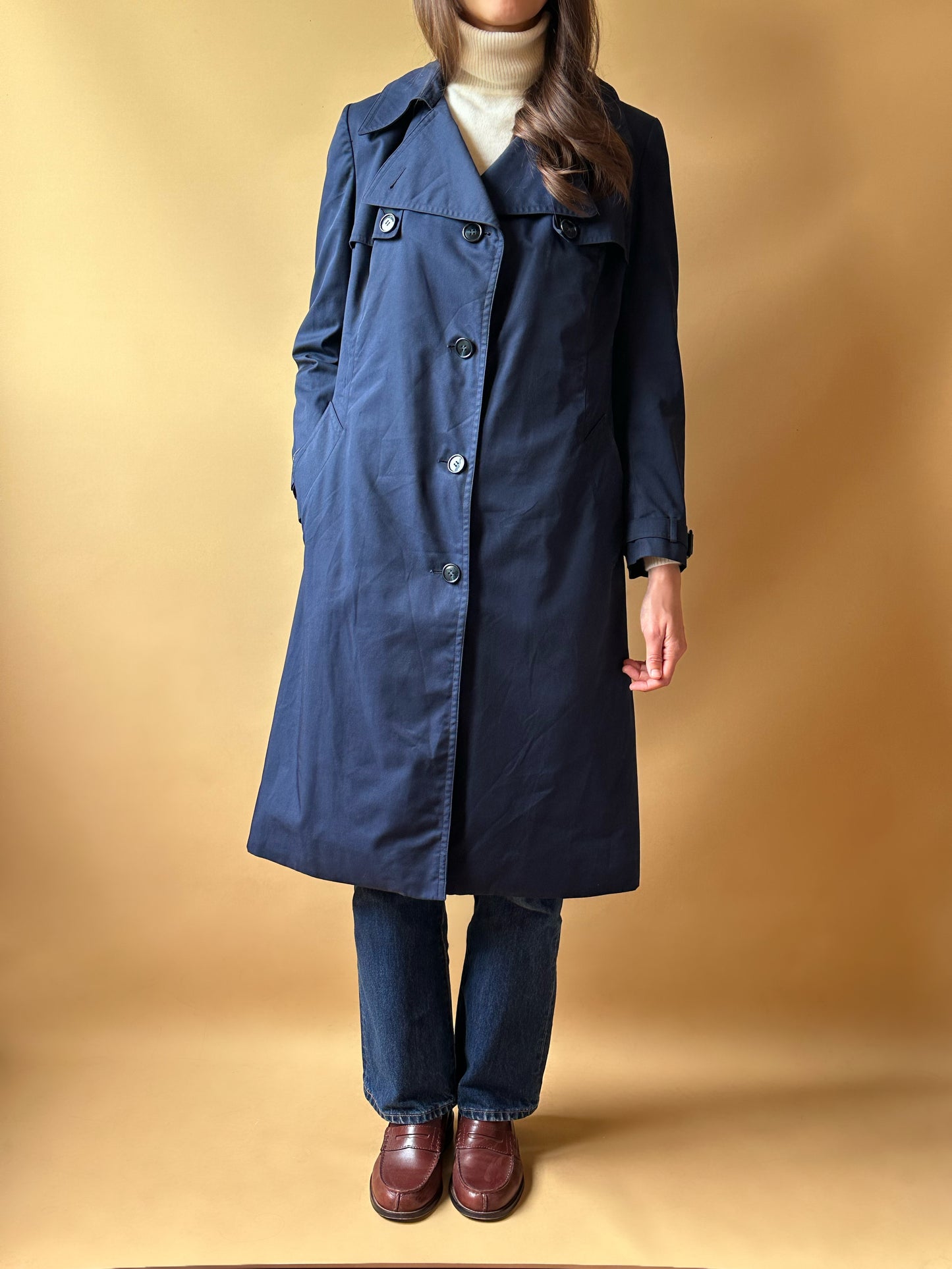 Vintage Sealup Navy Blue Trench Coat