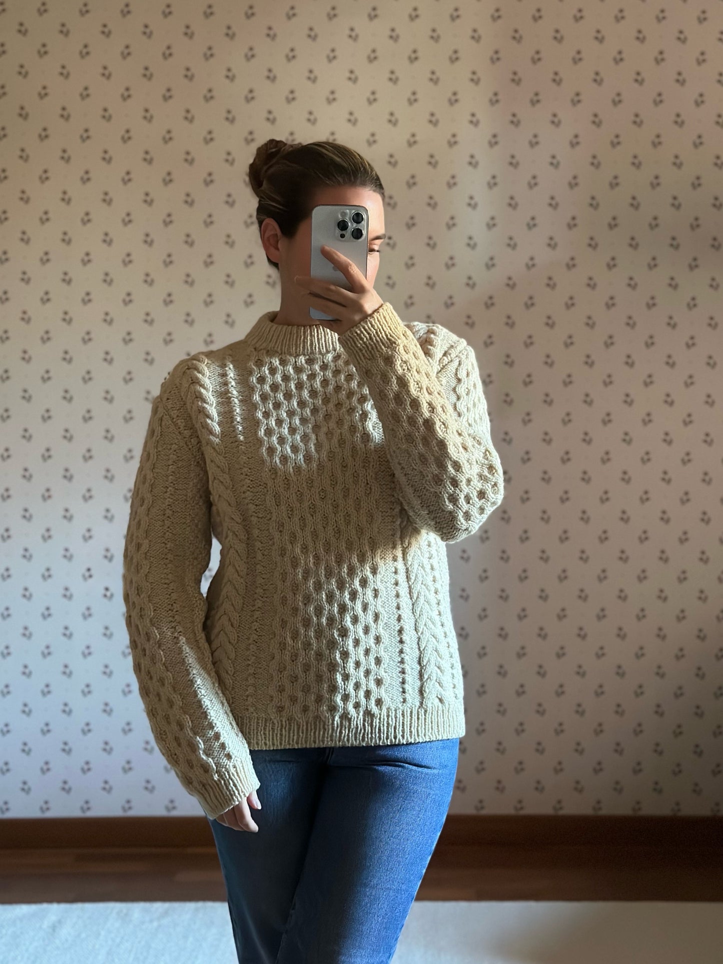 White Irish Cable Knit Sweater