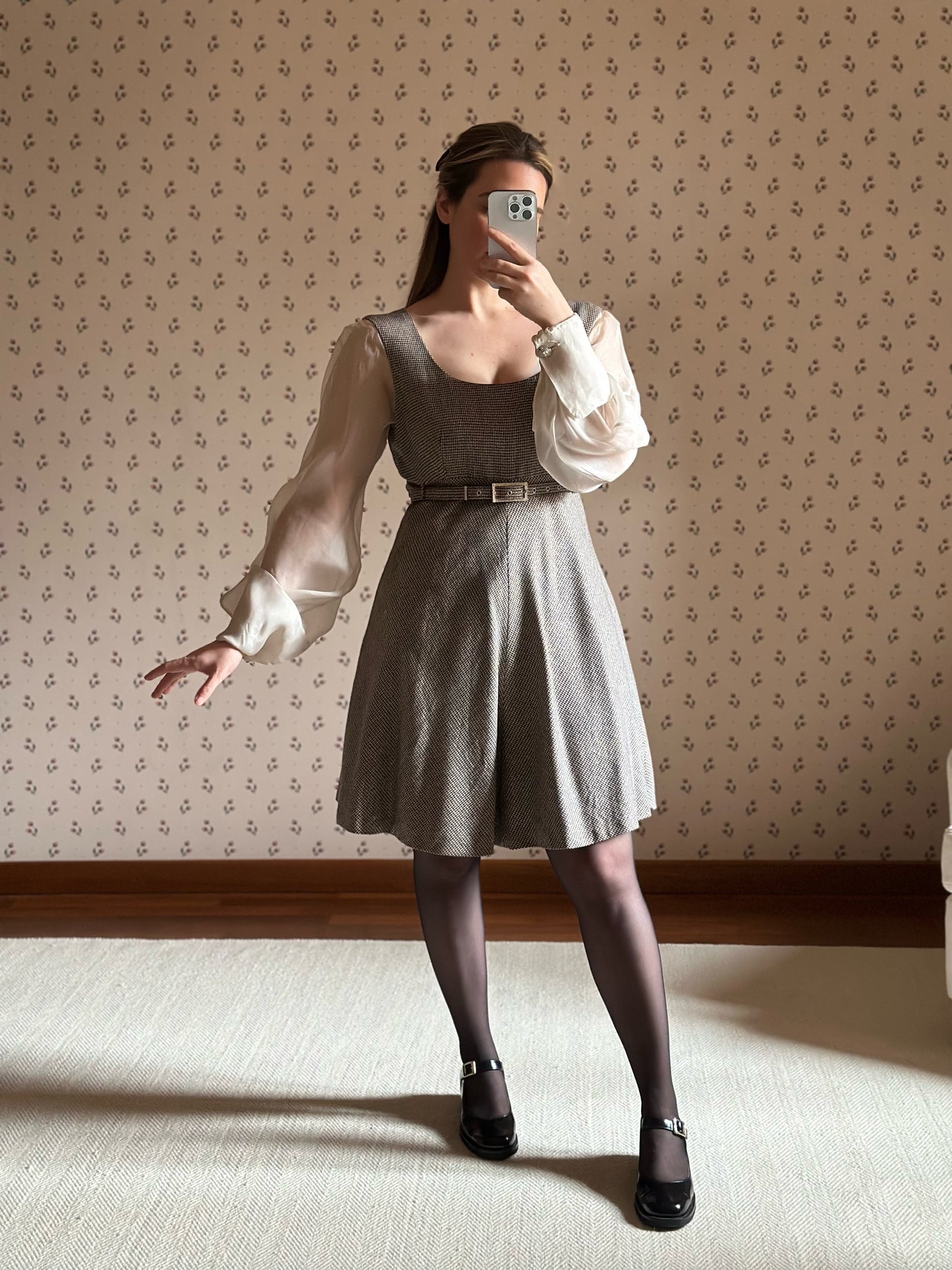 Vintage Gianfranco Ferré Wool Dress With Silk Organza Sleeves