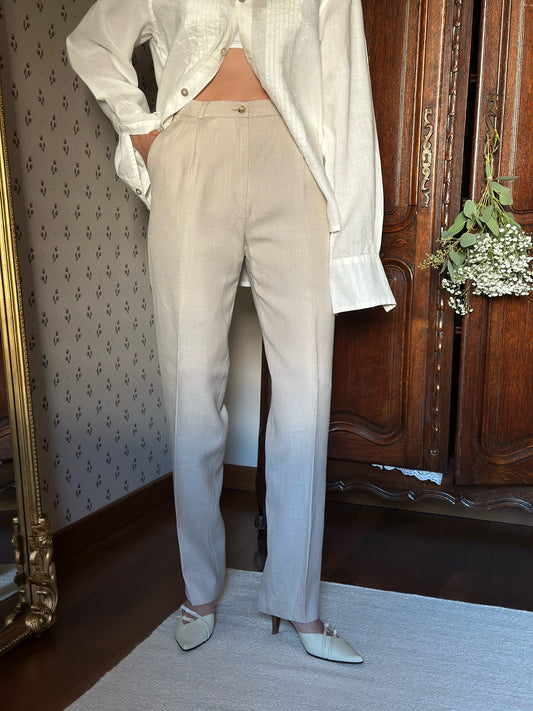 Linen Blend Light Beige Trousers