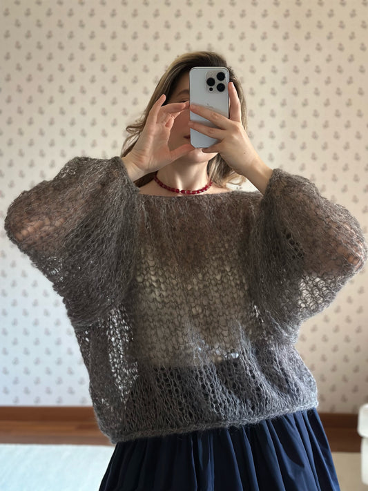 Handmade Alpaca & Mulberry Silk Sweater - Gray