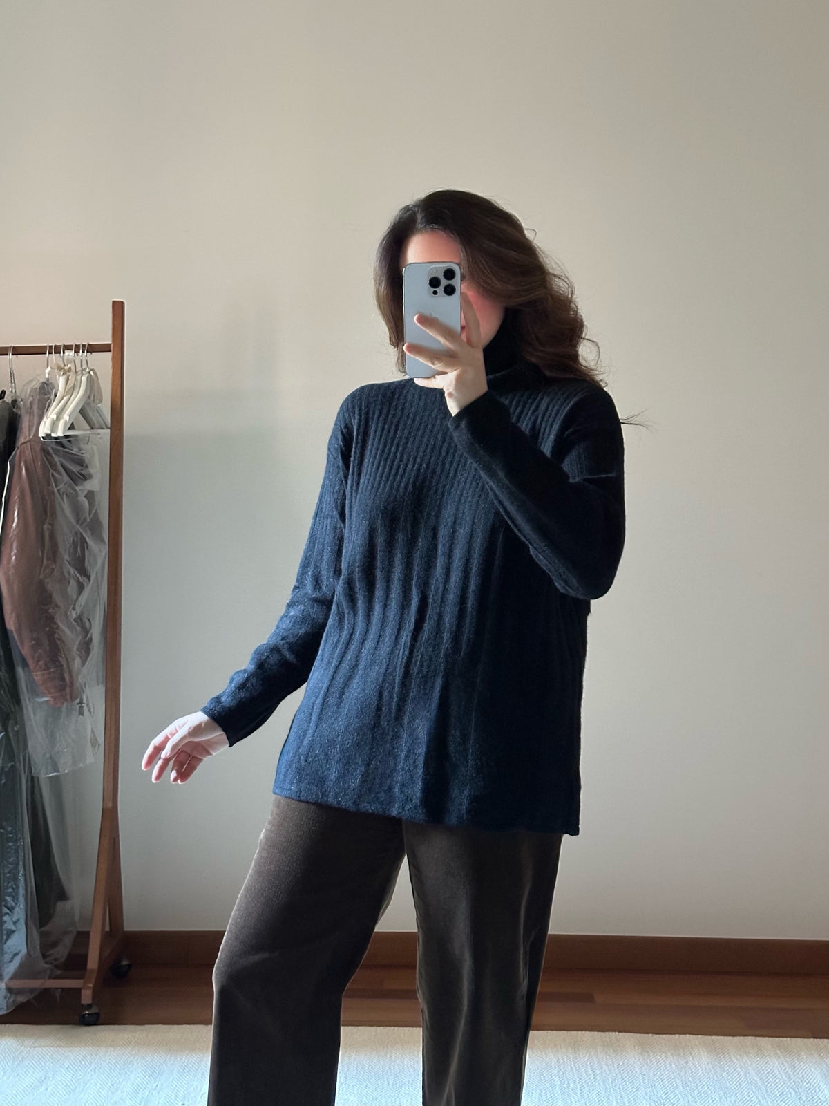 Angora & Lambswool Black Turtleneck