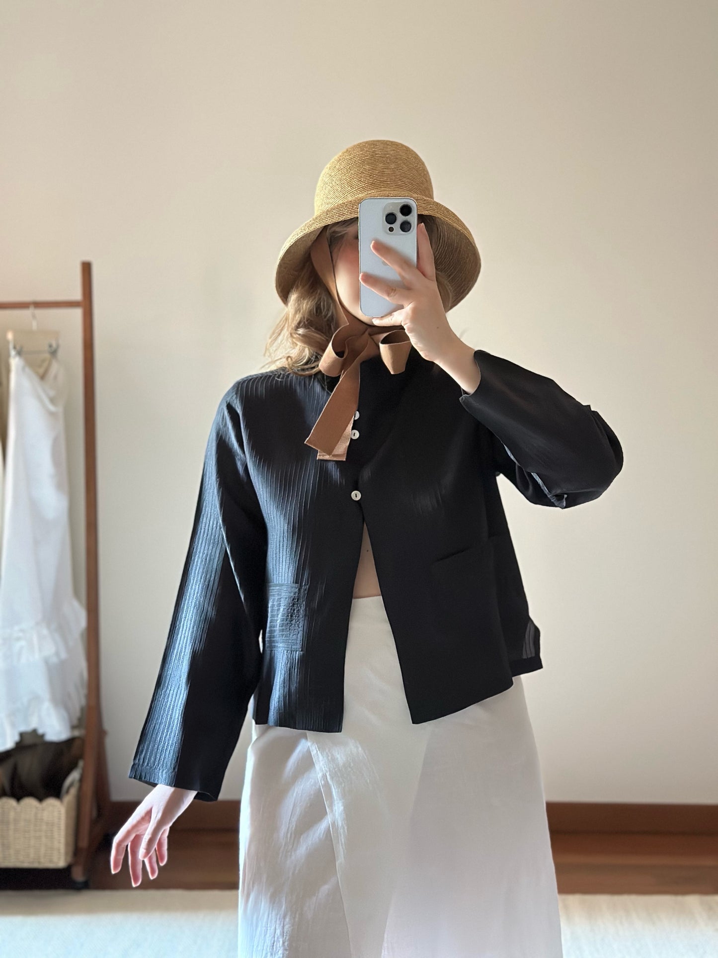 100% Silk Black Pinstripe Shirt