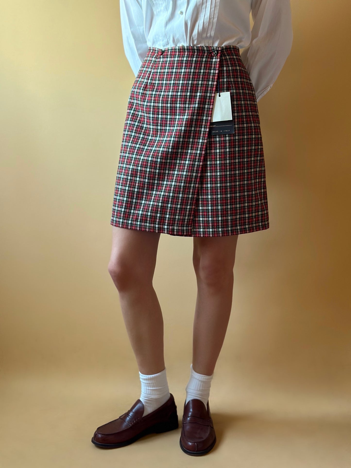 Vintage Deadstock Tartan Wrap-Up Mini Skirt