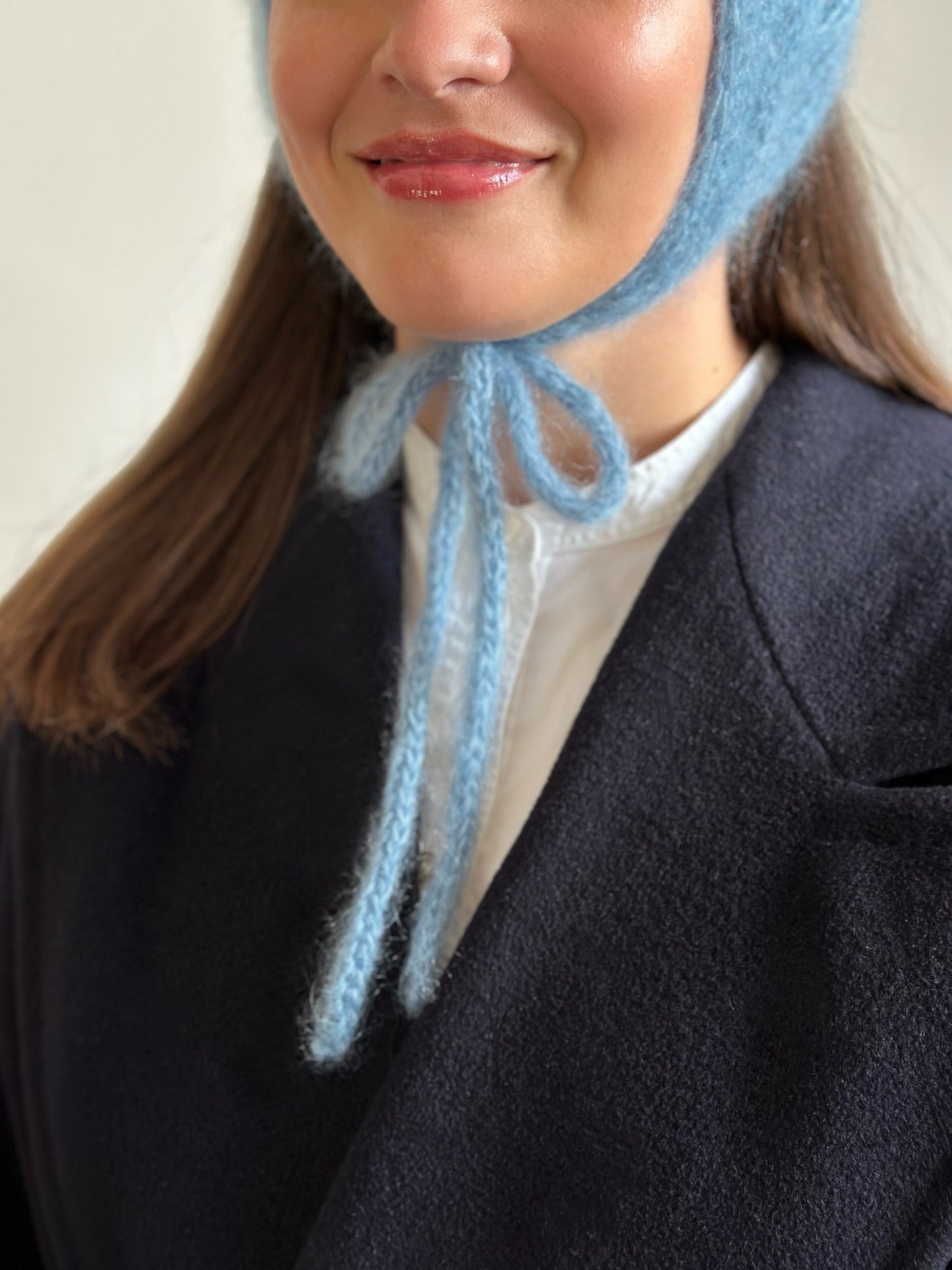 Handmade Silk & Mohair Bonnet - Frosted Baby Blue