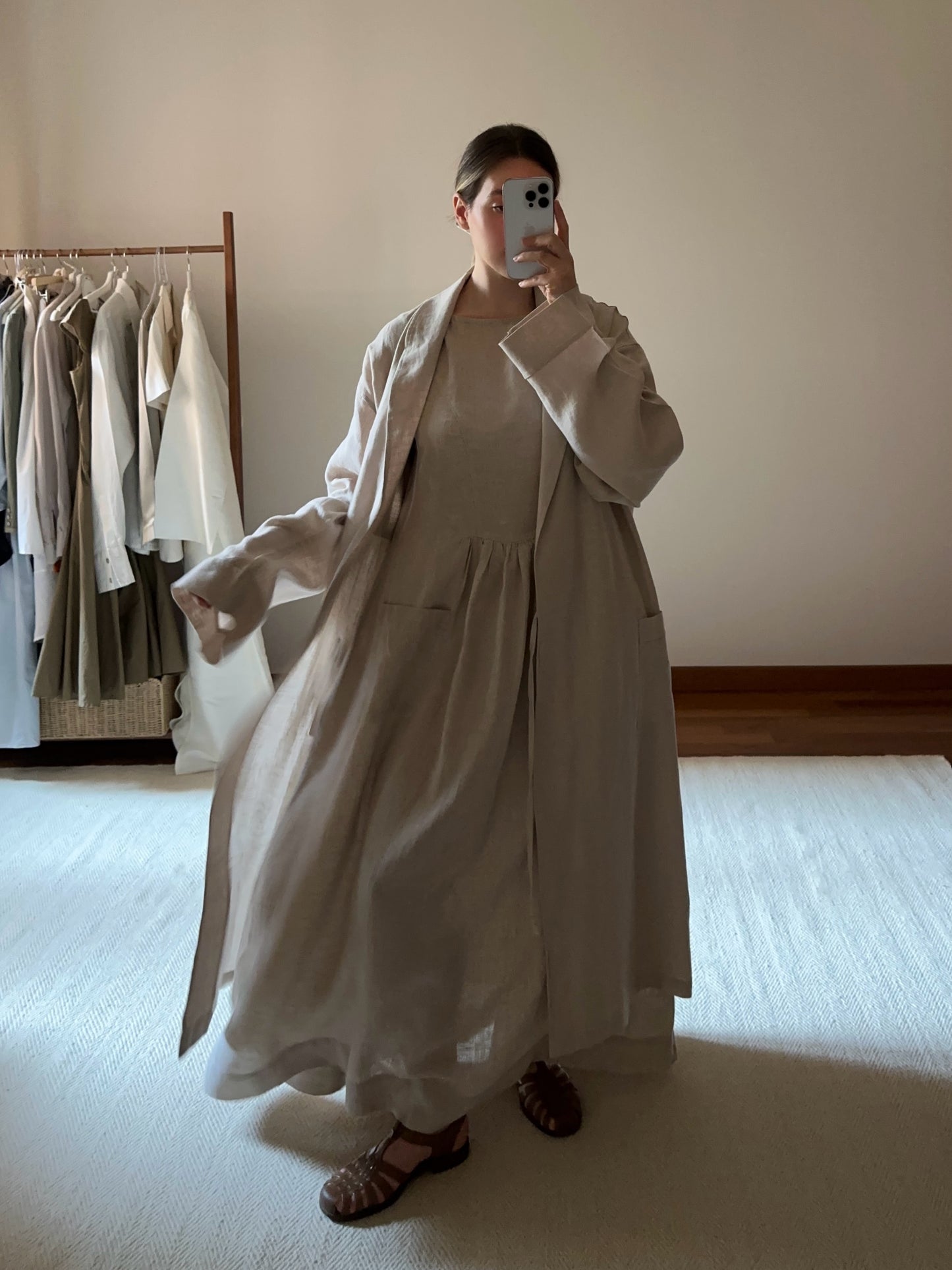 Frette 100% Linen Sand Beige Robe