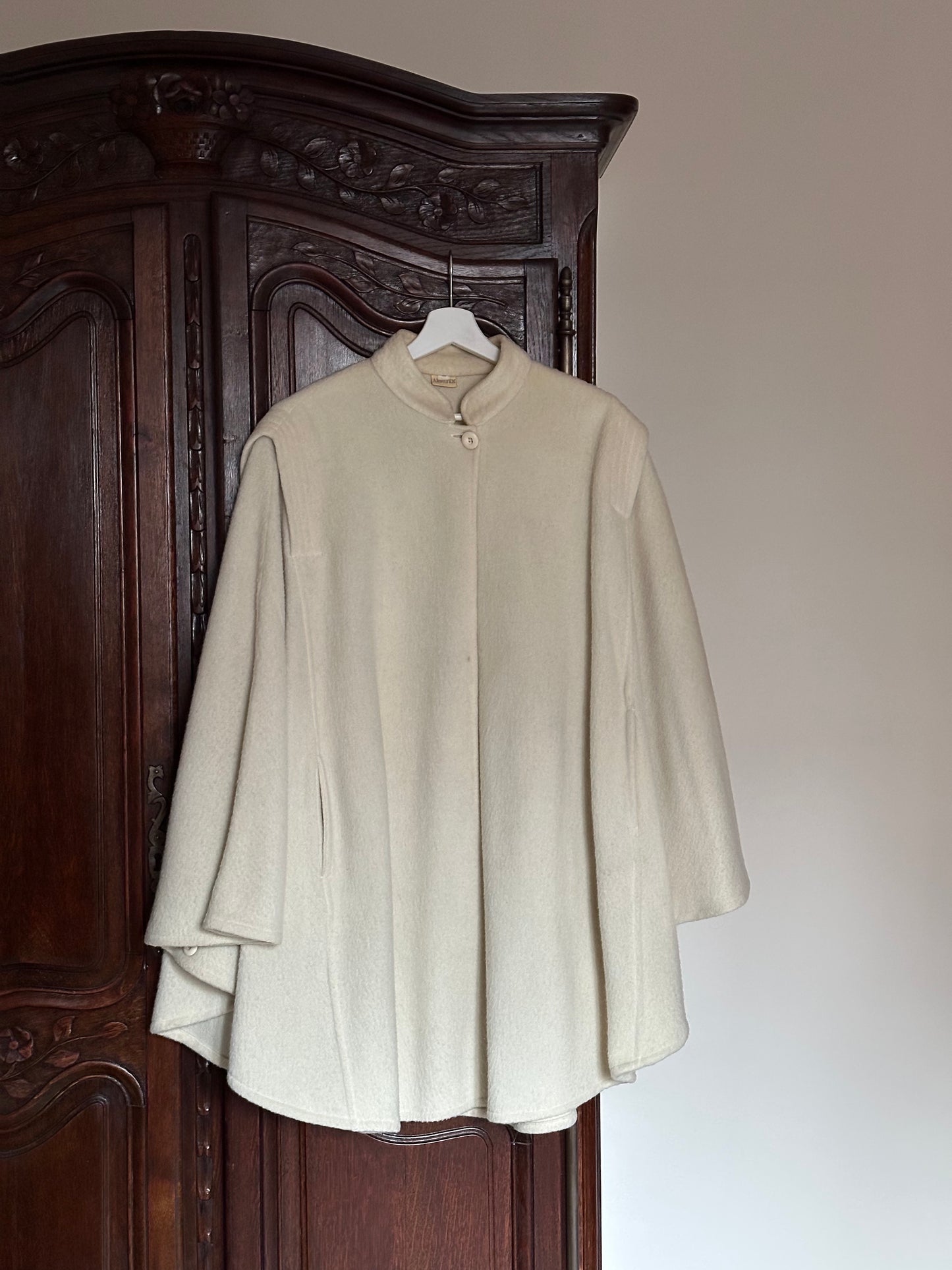 White Wool Short Cape Coat