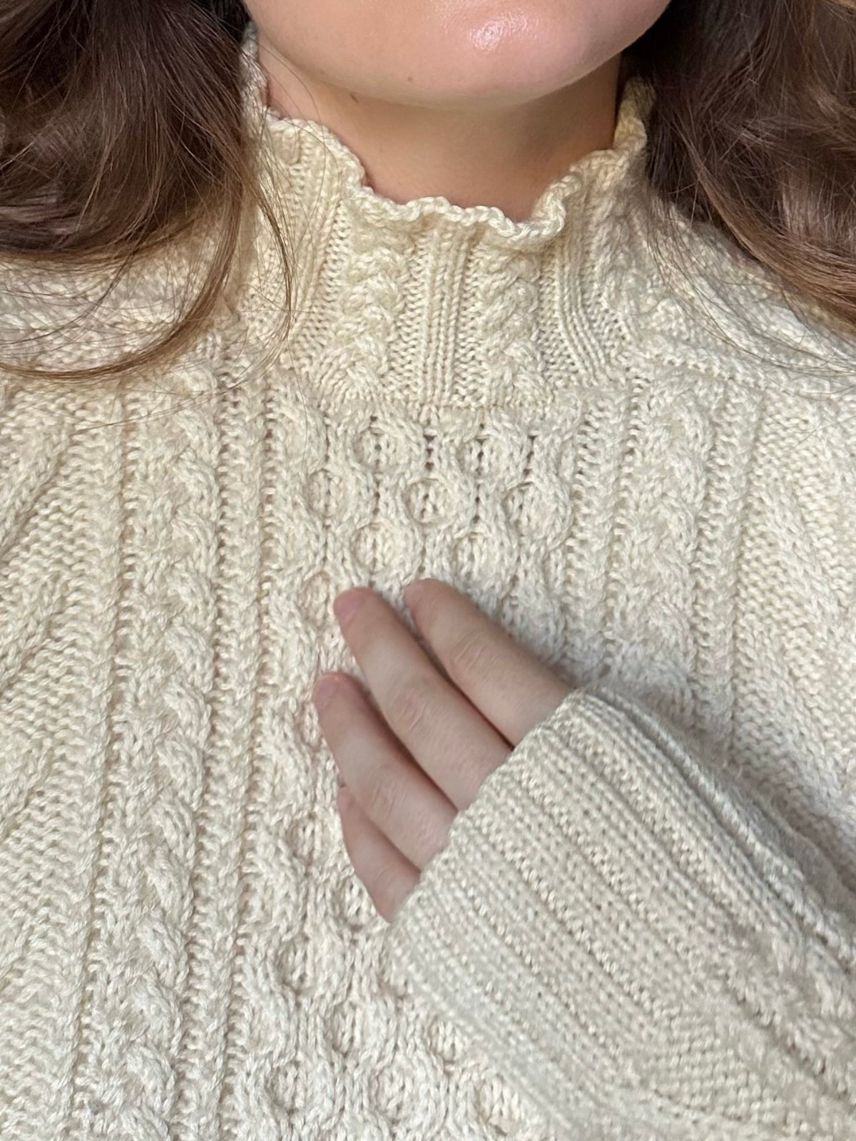 Ralph Lauren White Hand Knit 100% Wool Sweater