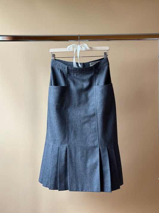 Vintage Dark Gray Longuette Woolen Skirt