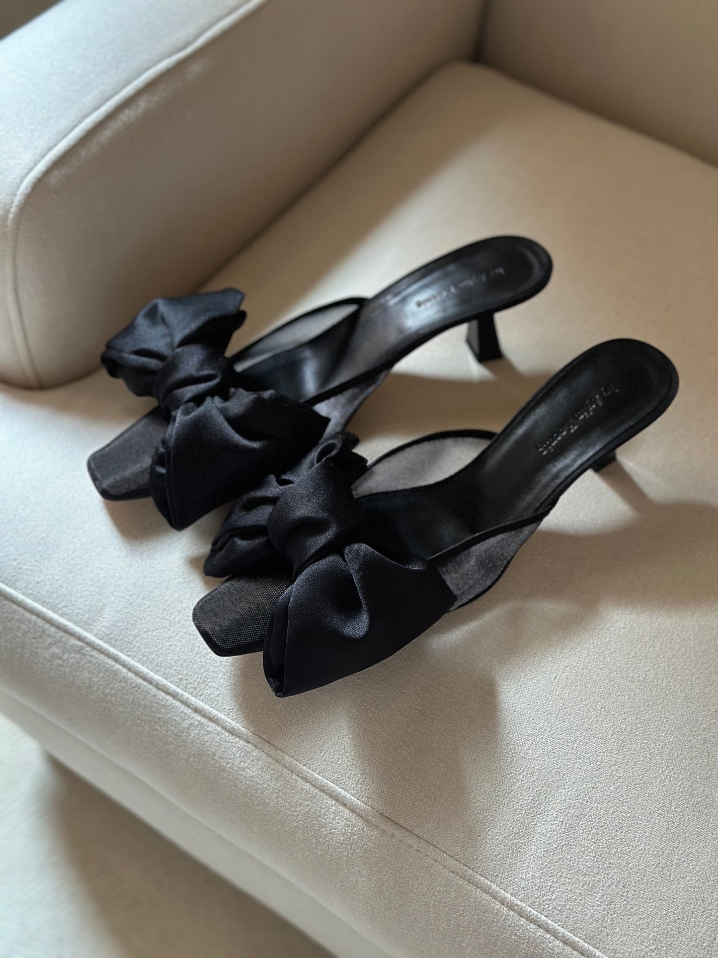 Black Bow Mules by Aylin Koenig