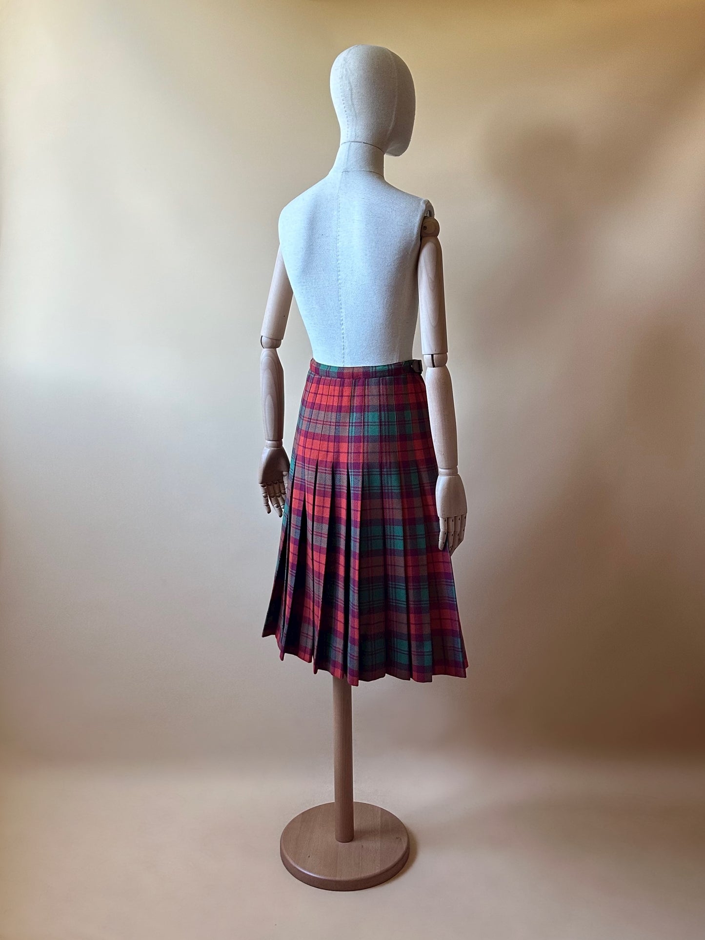 Vintage Leather Buckle Tartan Skirt
