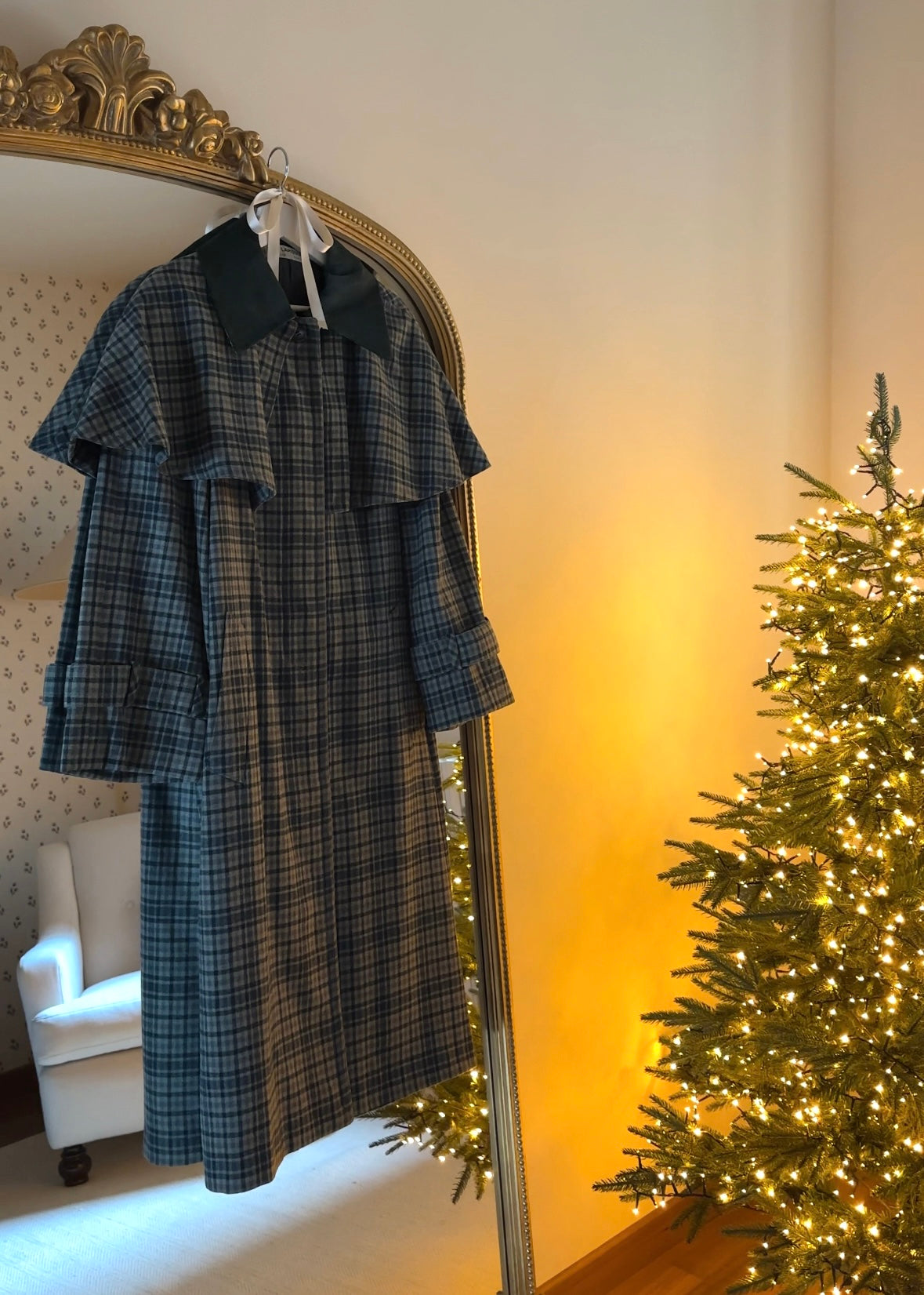 Green Tartan Cape Coat