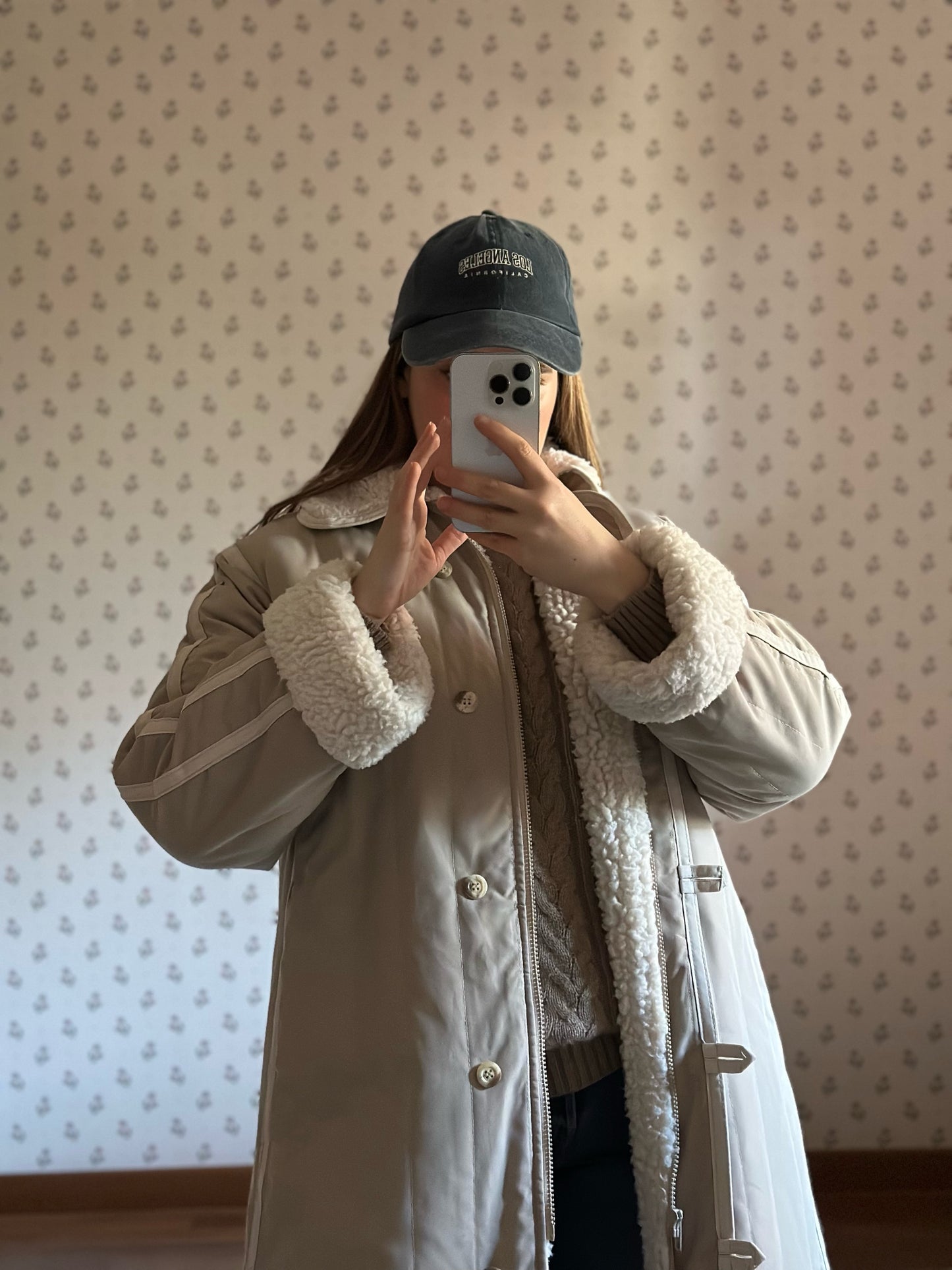 Vintage Faux Shearling Trench Coat