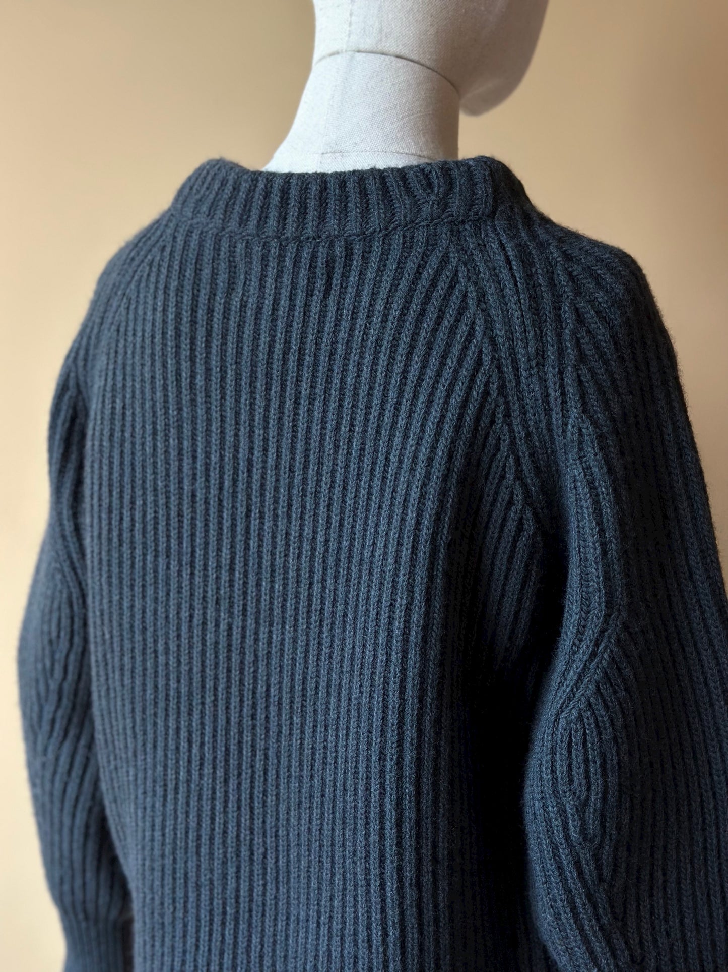 Dark Gray Ribbed Woolen Sweater