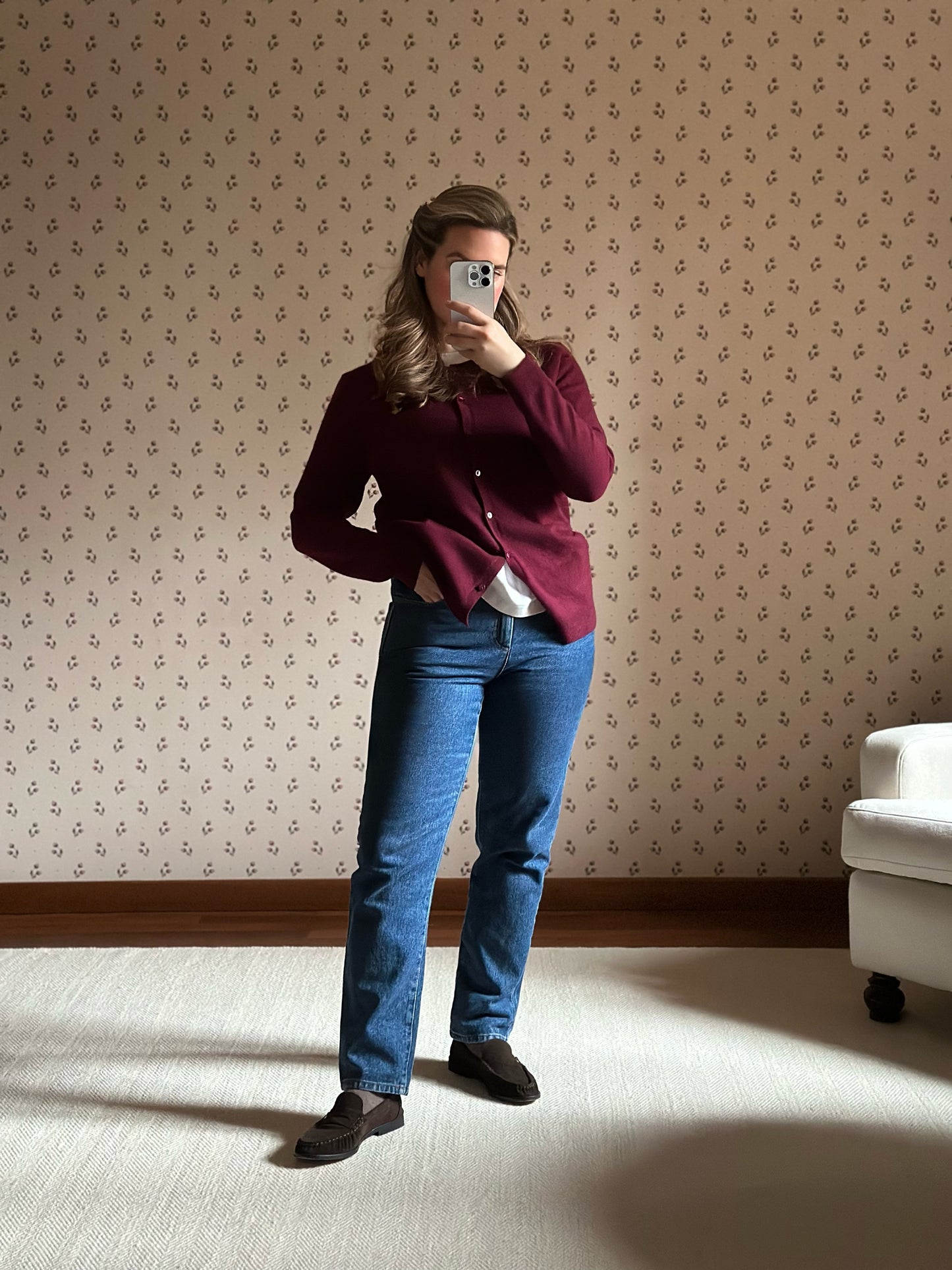 100% Cashmere Burgundy Cardigan