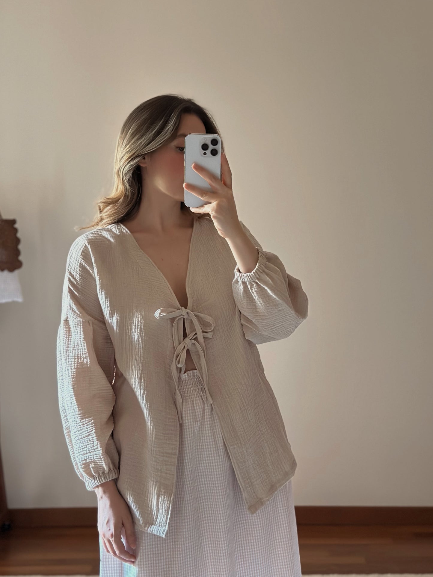 Cotton Muslin Bow Blouse