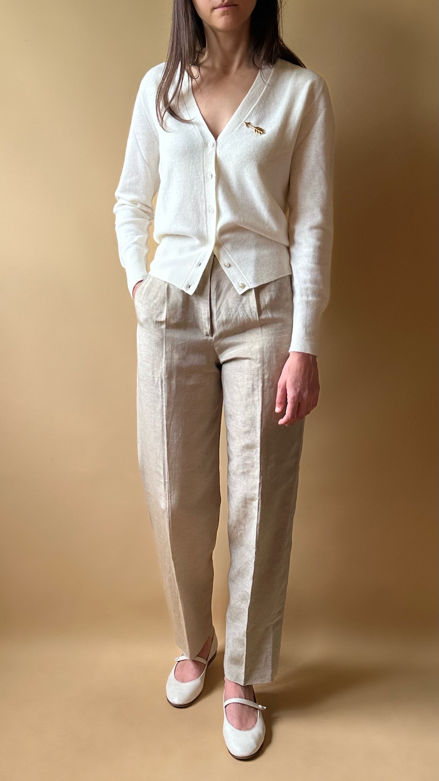 Vintage Max Mara Beige Silk Trousers