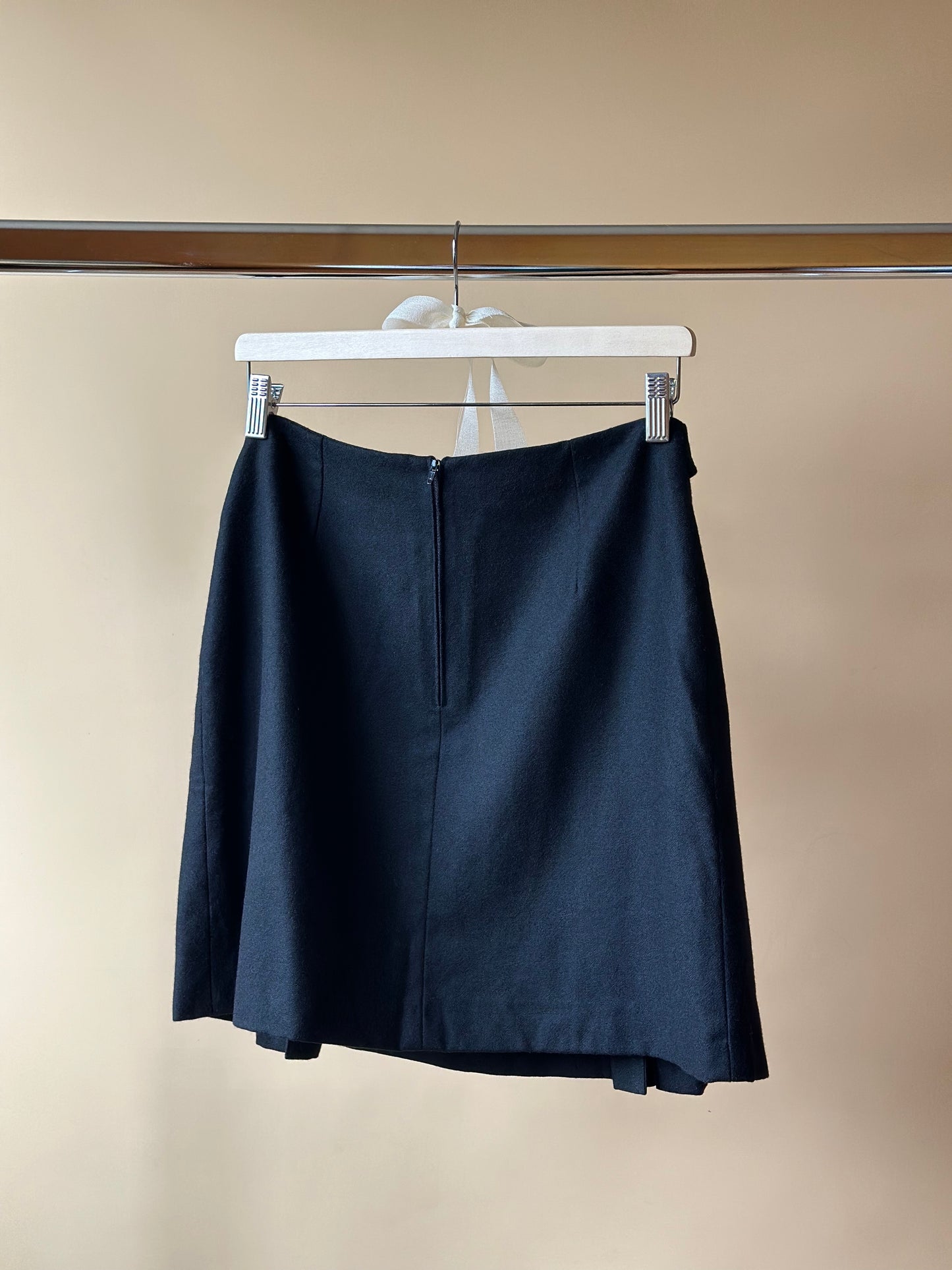 Vintage Black Woolen Mini Skirt