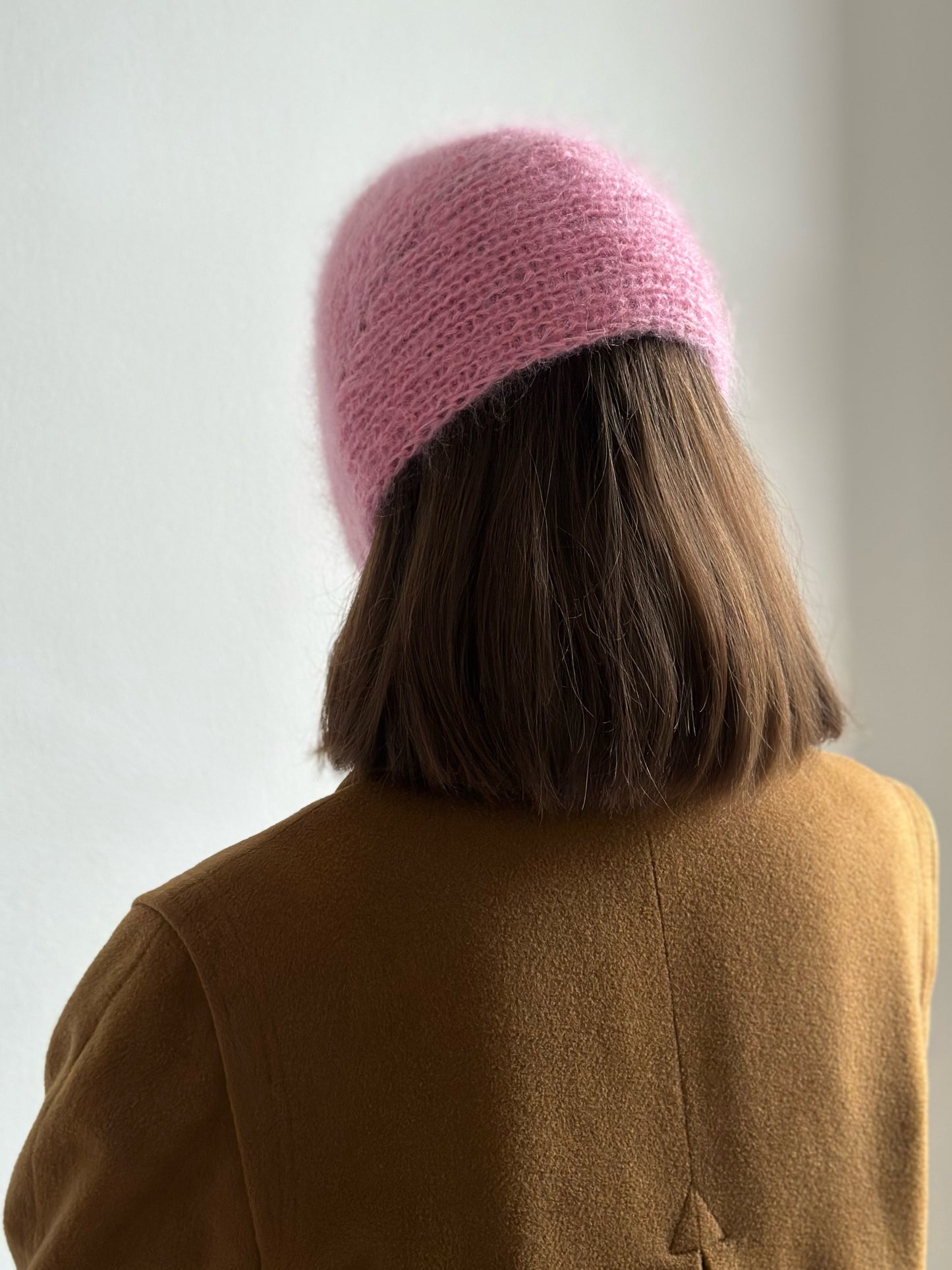 Handmade Silk & Mohair Bonnet - Baby Pink