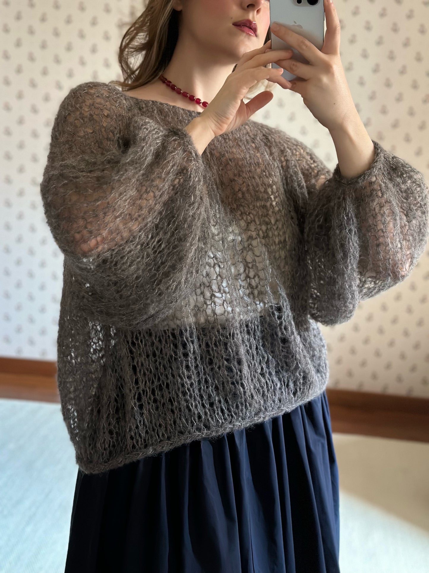 Handmade Alpaca & Mulberry Silk Sweater - Gray