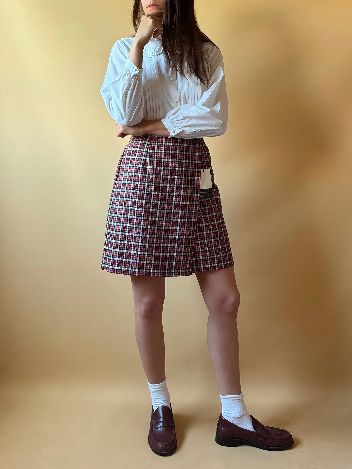 Vintage Deadstock Tartan Wrap-Up Mini Skirt