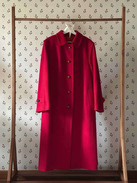 Pure Wool Scarlet Red Loden Coat