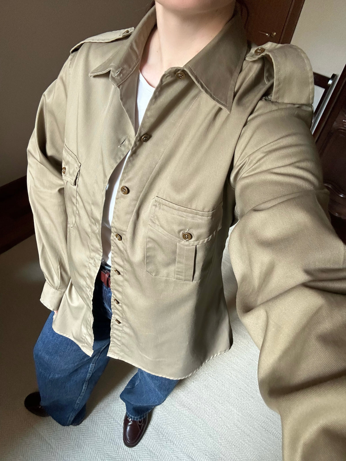 Khaki Cotton Military Shirt