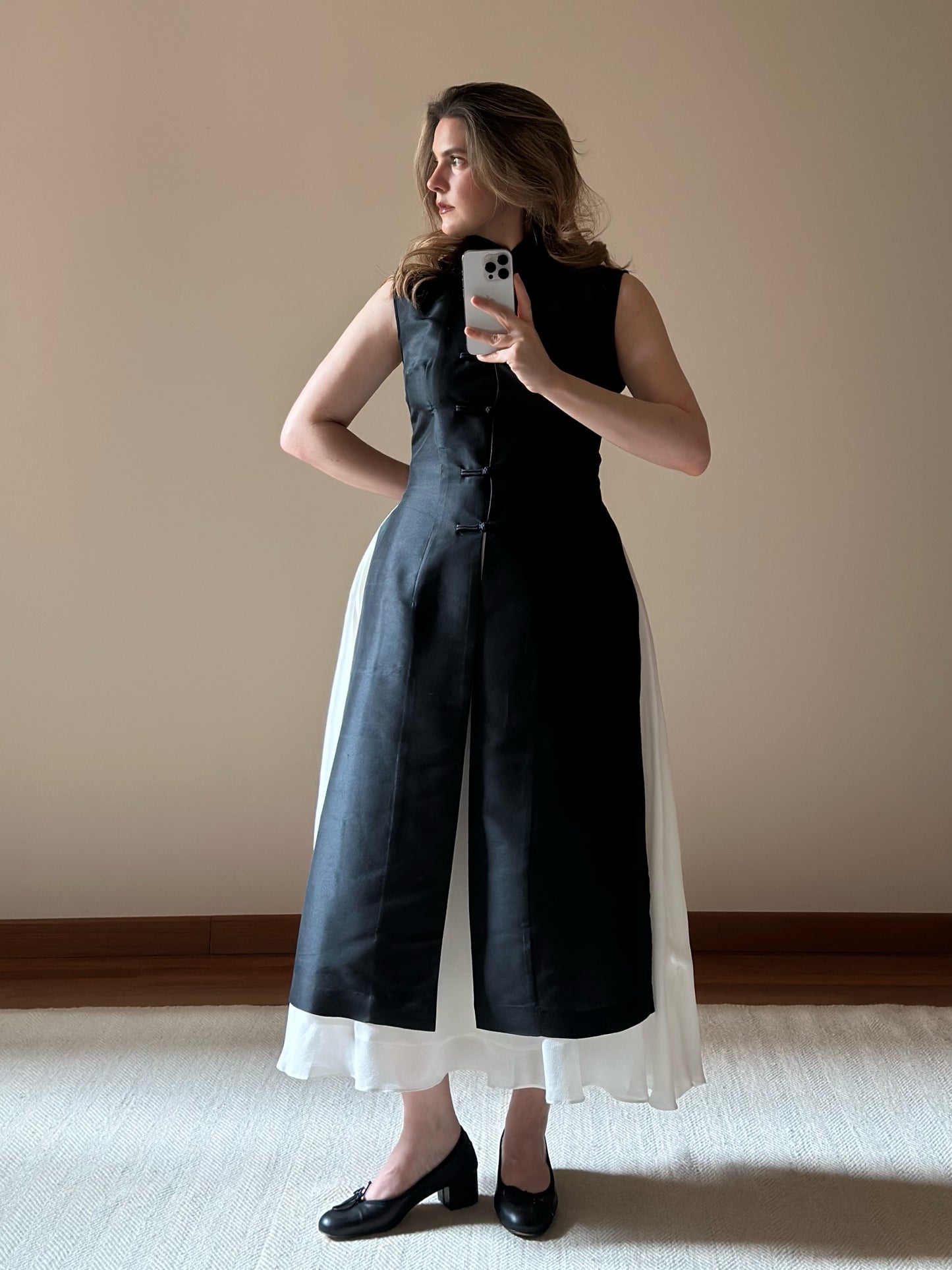 100% Silk Long Black Tang Jacket