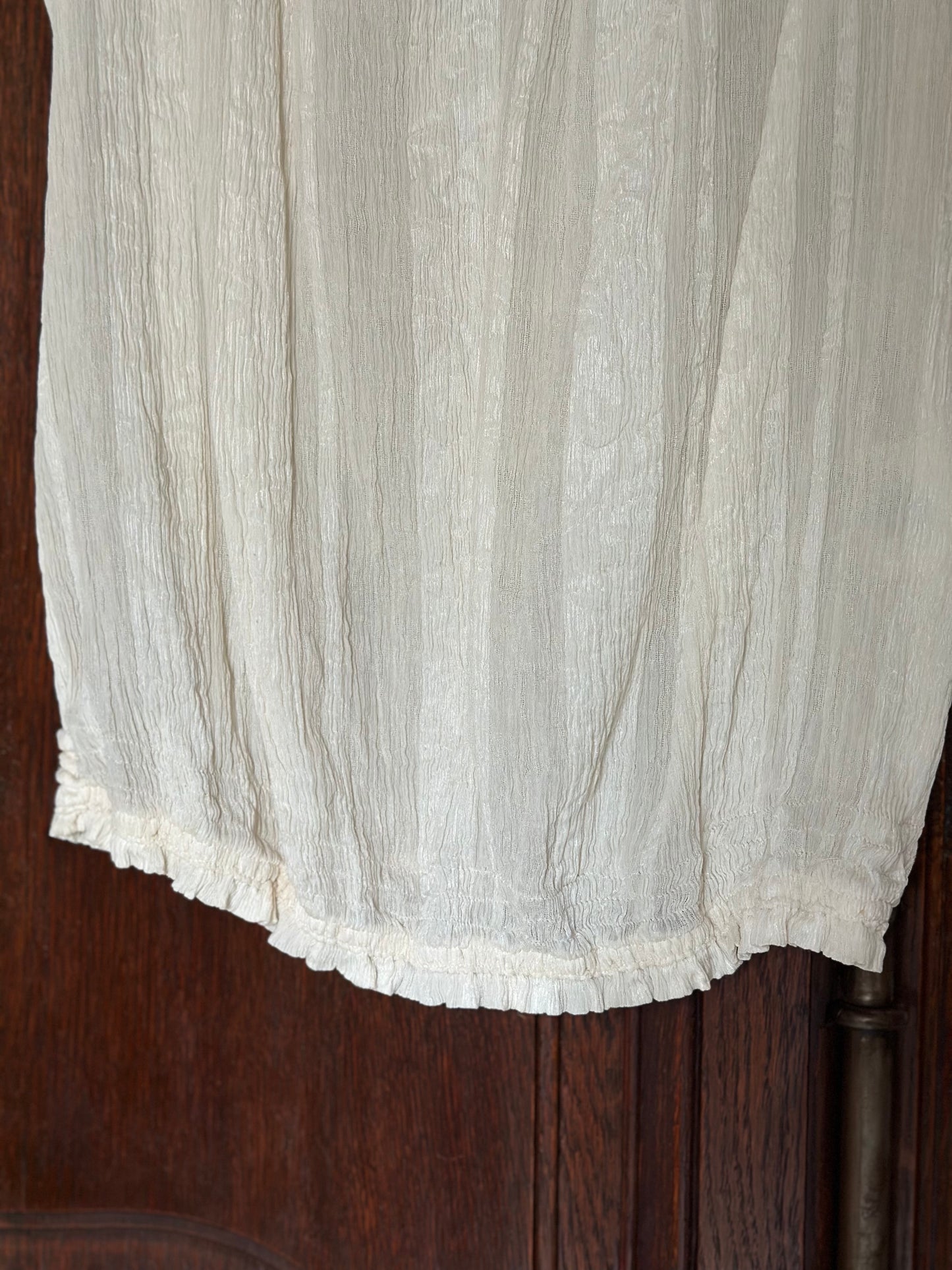 100% Silk Ivory Ruffle Top