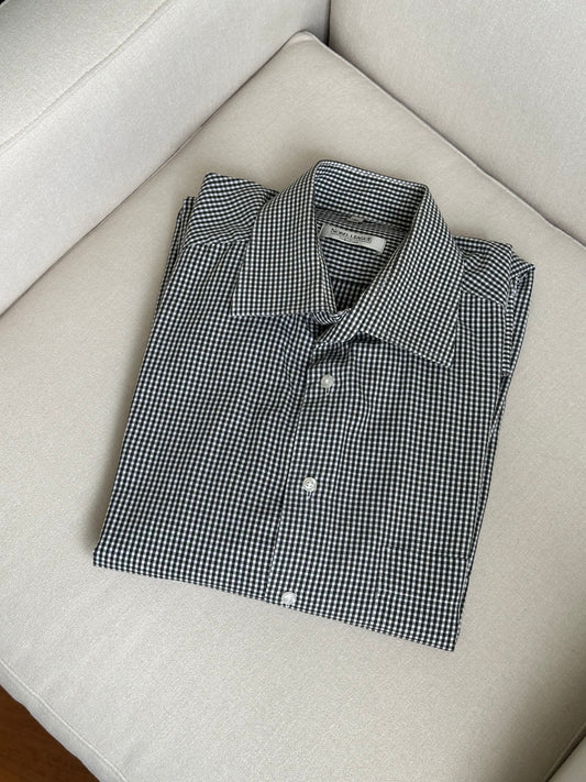 Dark Green Checkered Oversized Cotton Shirt