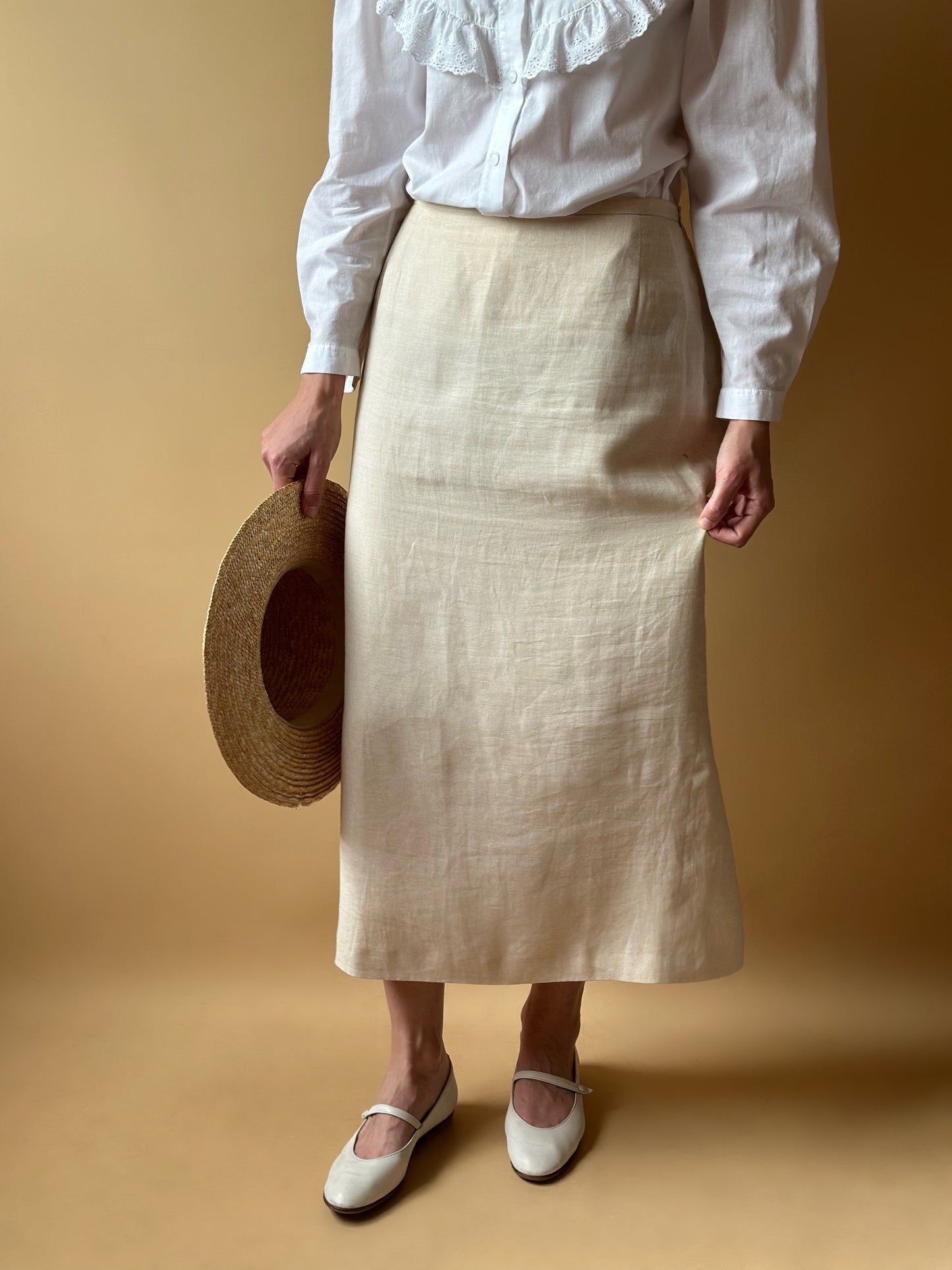 Vintage Ivory White Max Mara Midi Skirt