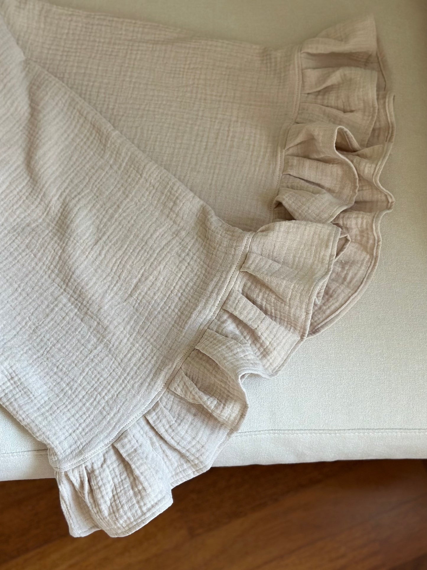 Cotton Muslin Frilled Trousers