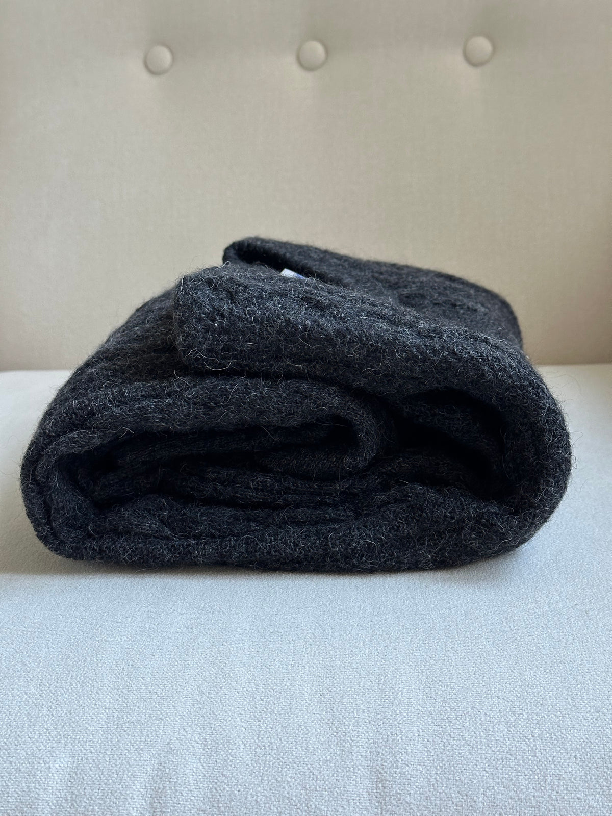 100% Alpaca Gray Cable Knit Sweater