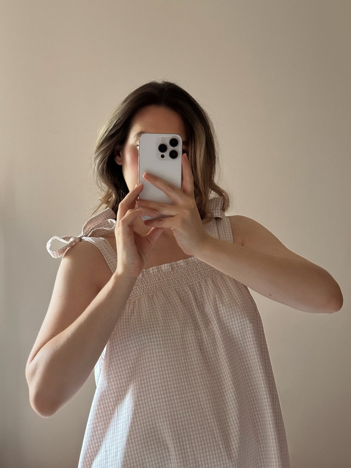 Vichy Cotton Frill Top