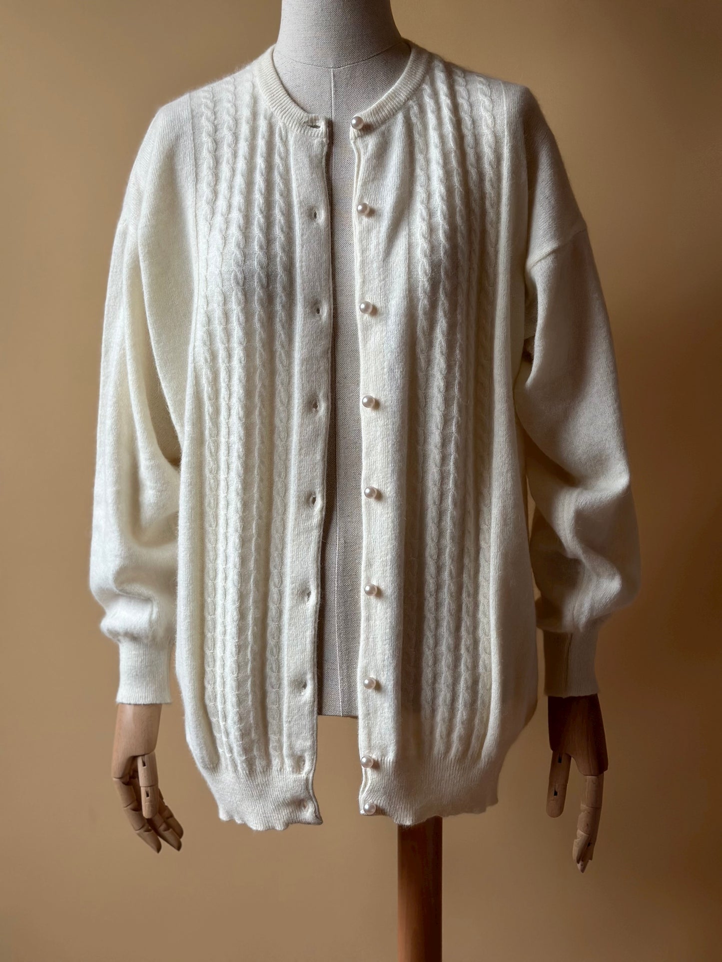 Vintage Wool & Angora White Cardigan