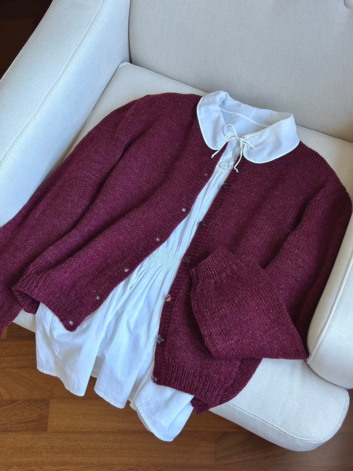 Handmade Burgundy Wool Cardigan